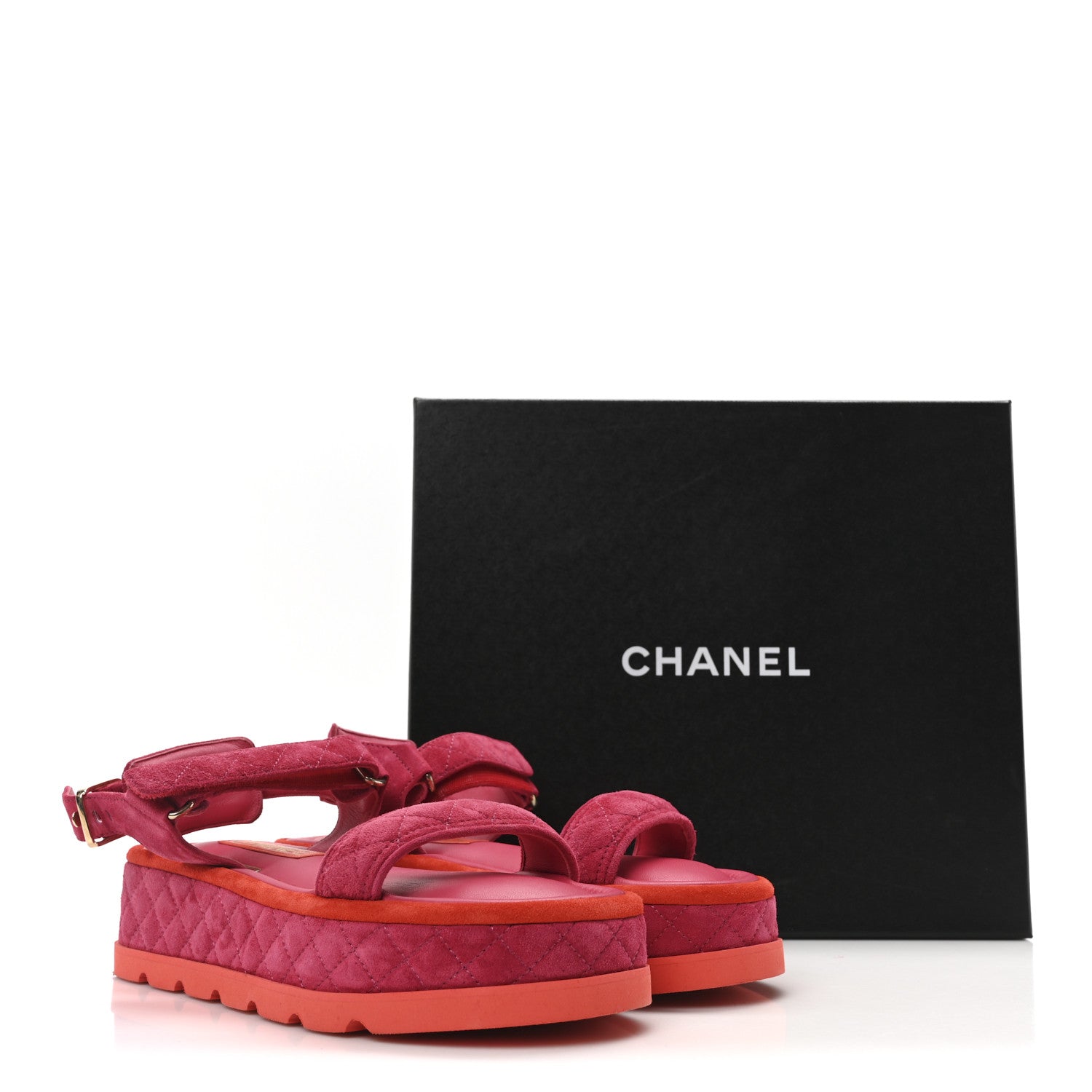 Suede Quilted Platform Sandals 37.5 Red Light Red