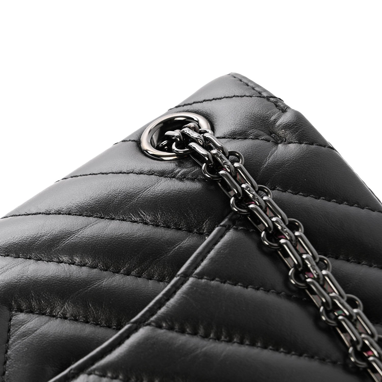 Aged Calfskin Quilted 2.55 Reissue Mini Flap So Black