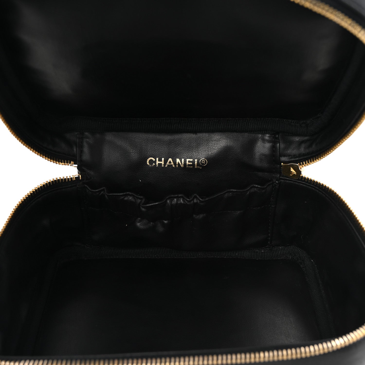 Lambskin Vanity Cosmetic Case Black