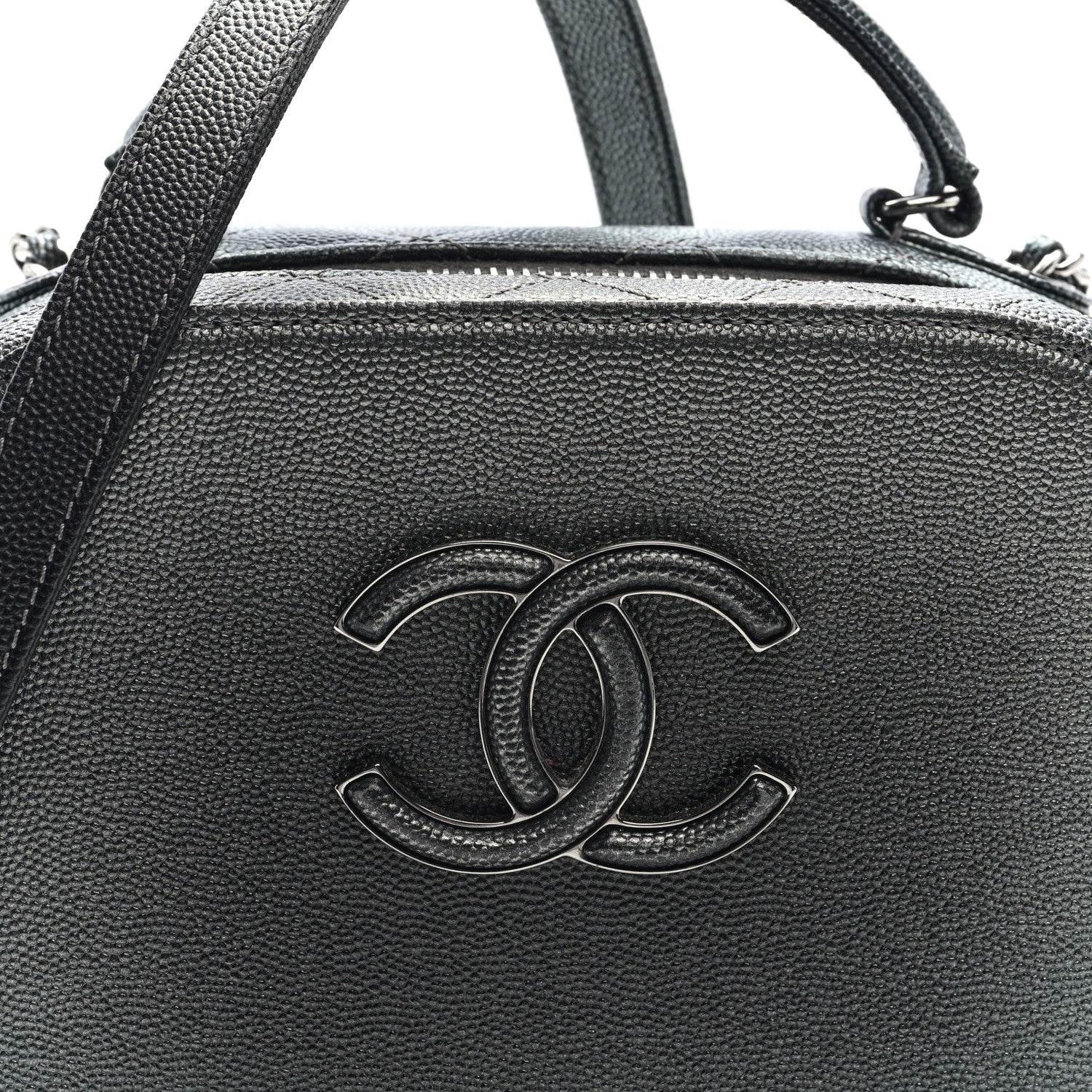 Metallic Caviar Small Coco Curve Vanity Bag Black Ruthenium