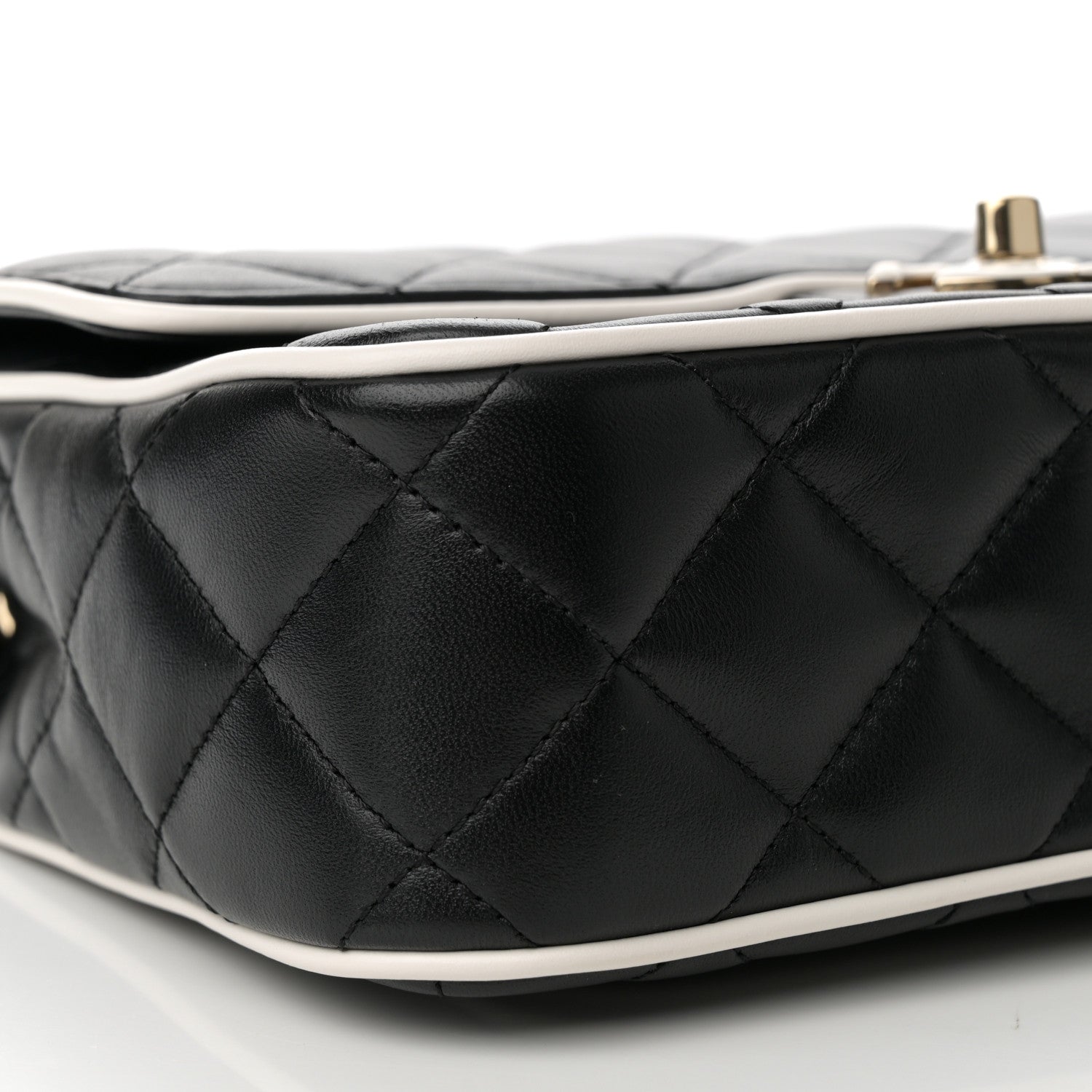 Lambskin Quilted Resin CC Flap Bag Black White