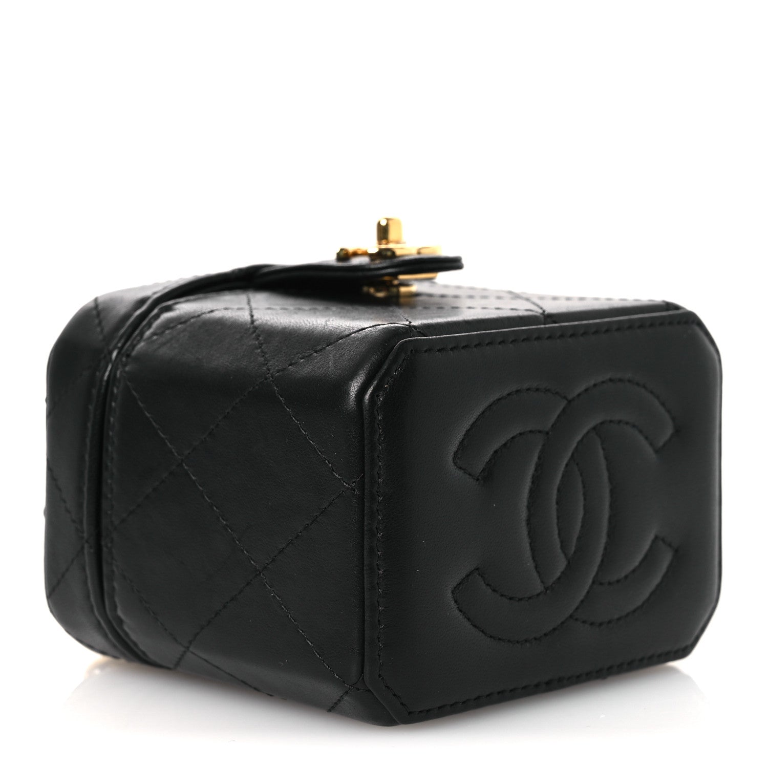 Lambskin Quilted Vanity Clutch With Chain Black