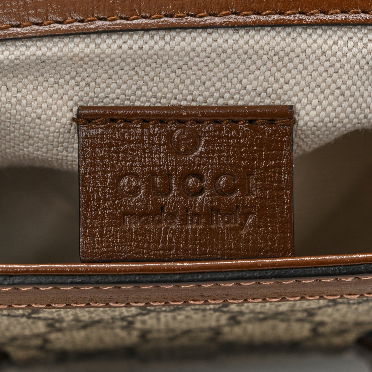 GG Supreme Monogram Web Mini Horsebit 1955 Shoulder Bag Beige Brown Sugar