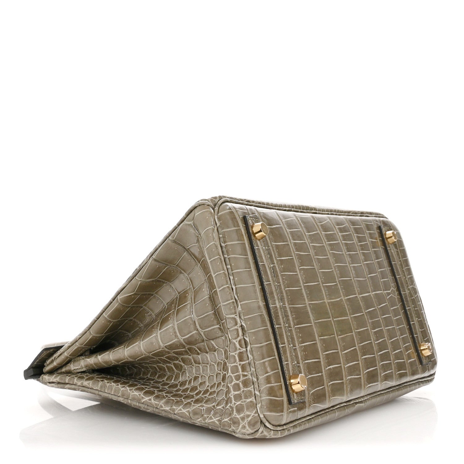 Shiny Porosus Crocodile Birkin 30 Gris Tourterelle