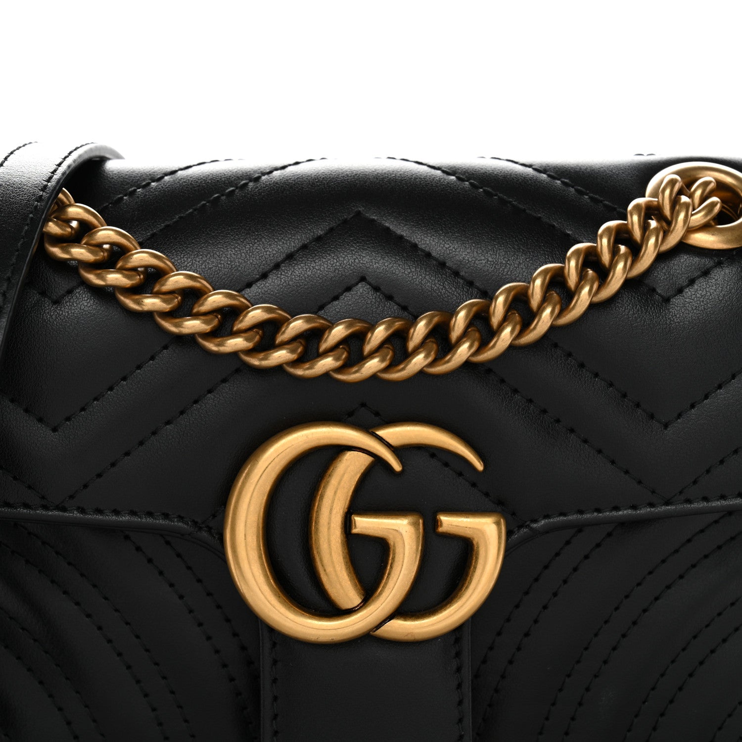 Calfskin Matelasse Mini GG Marmont Shoulder Bag Black