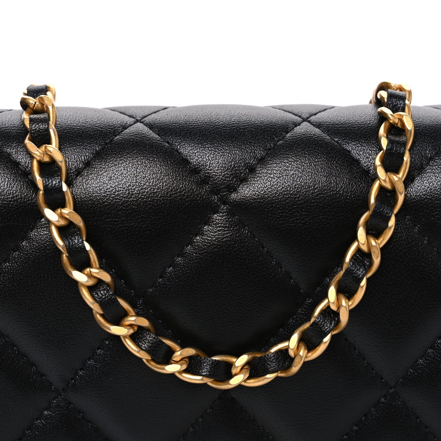 Lambskin Plexiglass Quilted Coco Love Wallet On Chain WOC Black