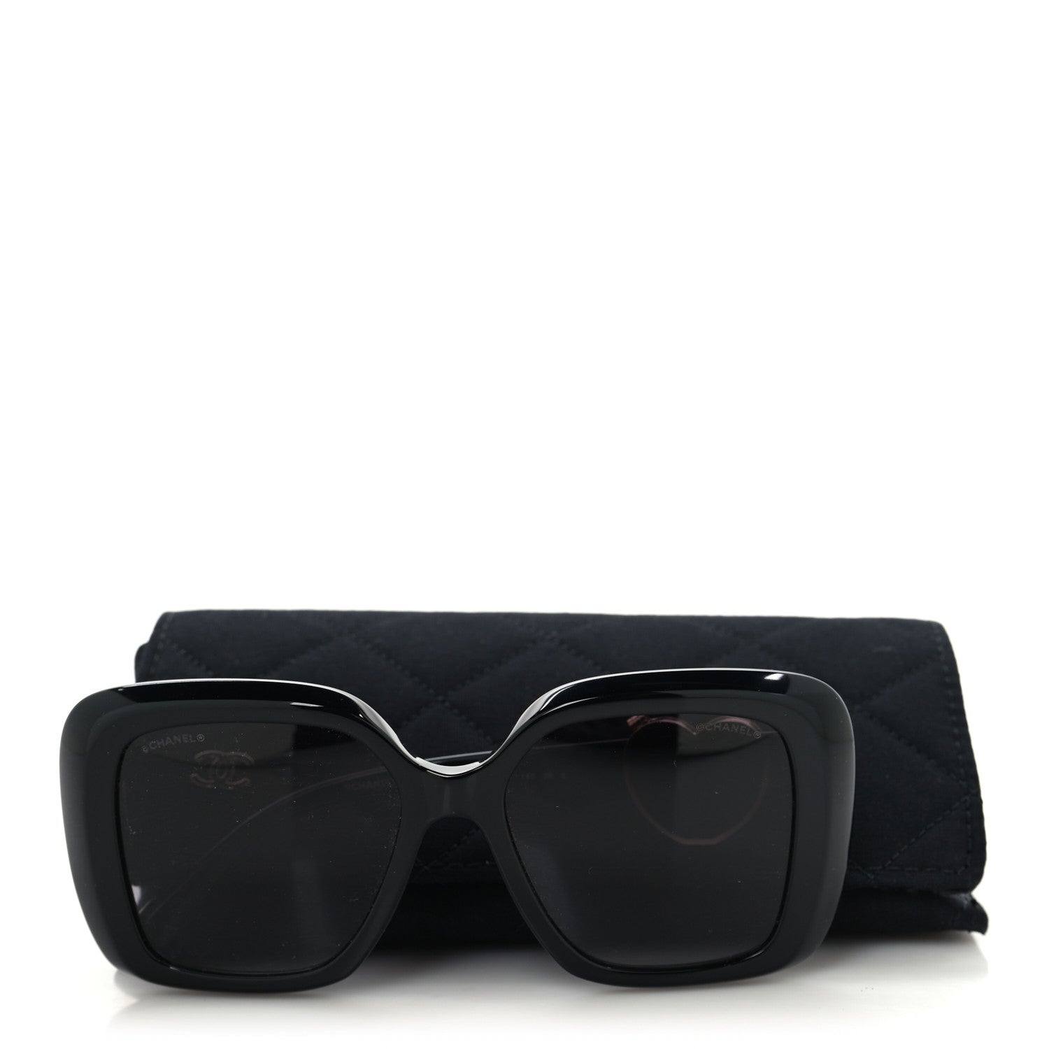 Acetate Enamel Heart Square Sunglasses 5518-A Black