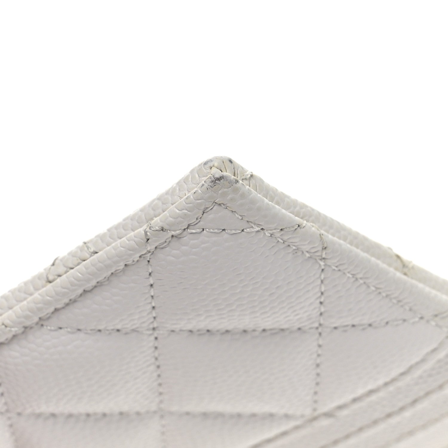 Caviar Quilted CC Zip Card Holder White