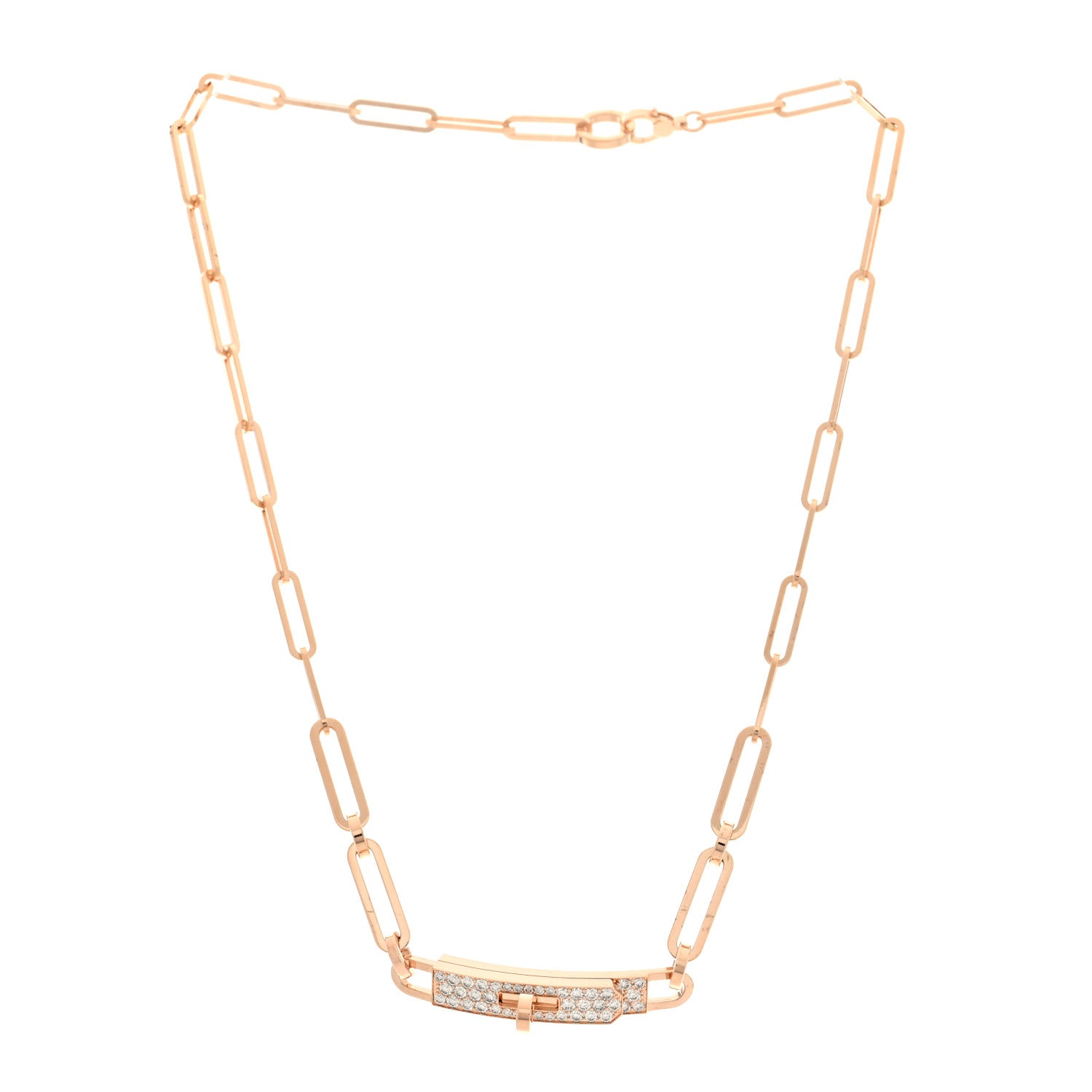 18K Rose Gold Diamond Pave Kelly Chaine Choker Necklace