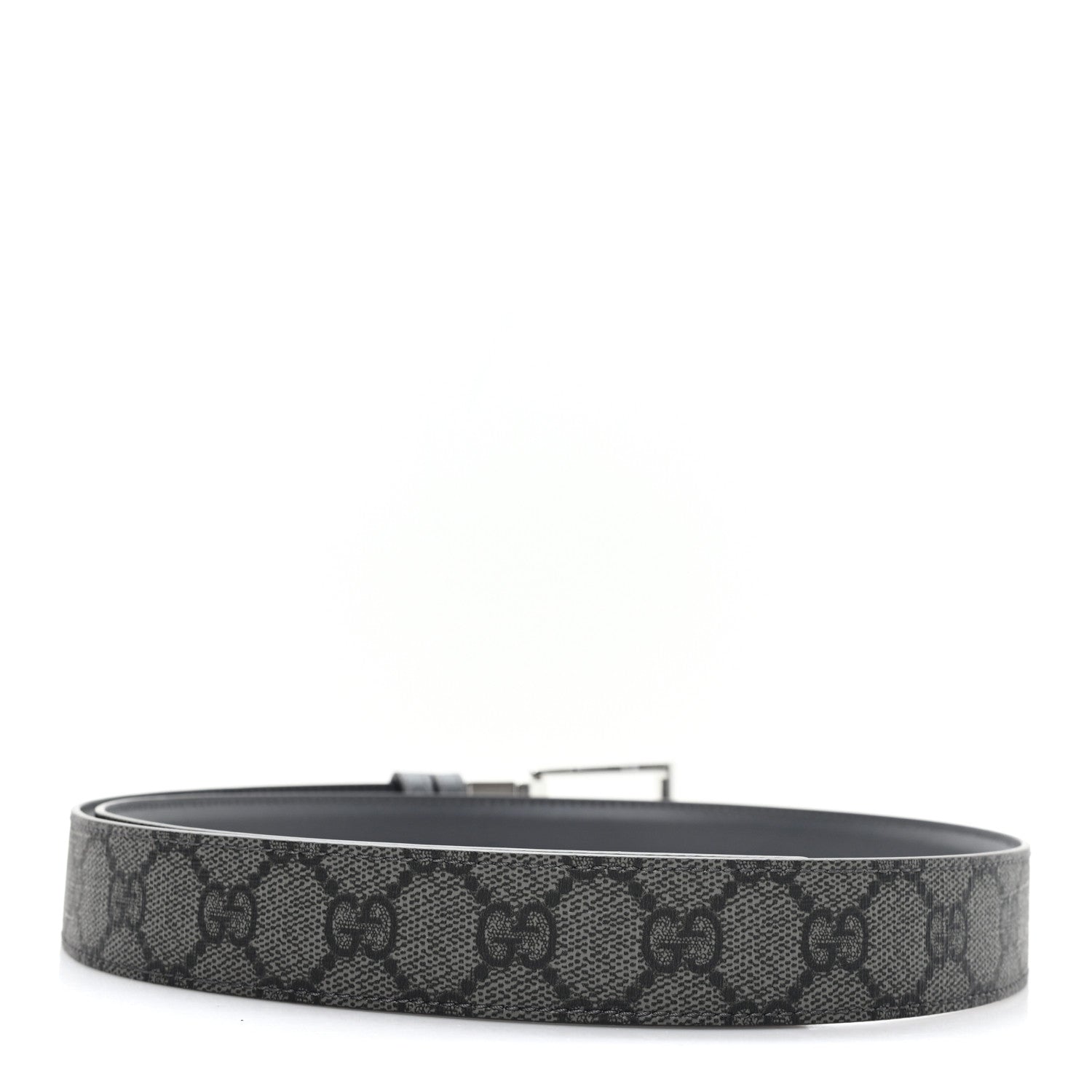 Selleria Calfskin GG Supreme Monogram Reversible Belt 95 38 Graphite Grey Black