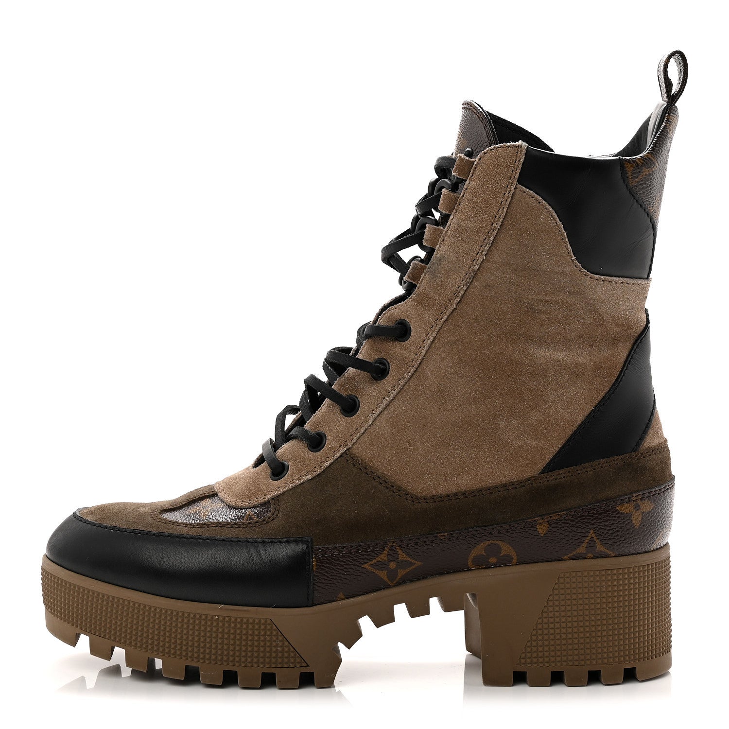 Suede Calfskin Monogram Laureate Platform Desert Boots 40 Taupe
