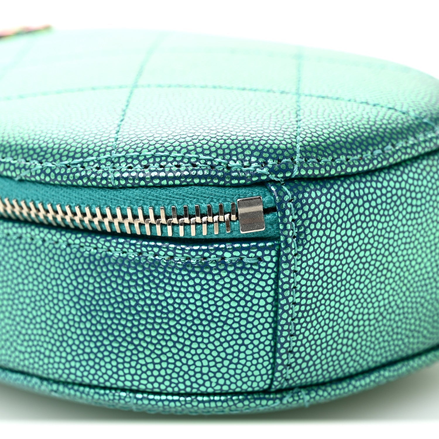Metallic Caviar Quilted Camera Case Blue