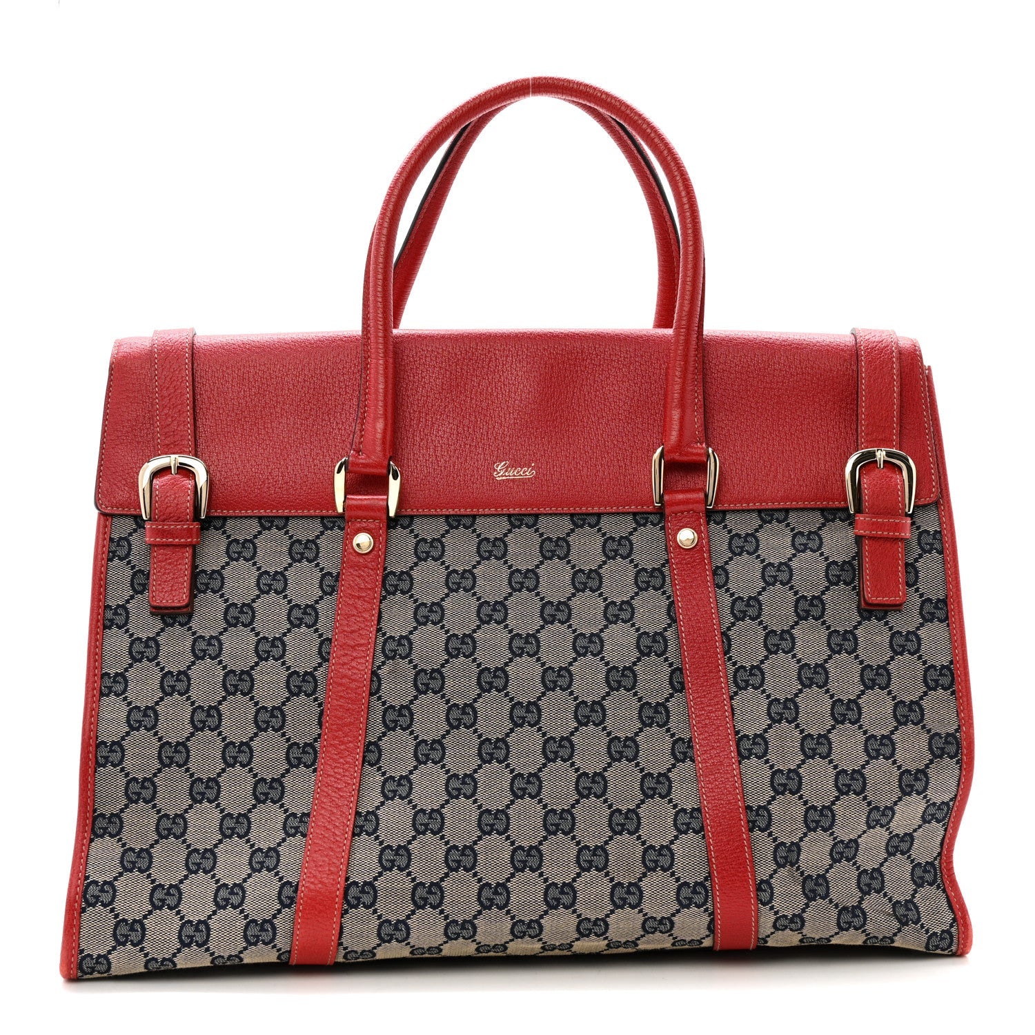 Monogram Work Tote Navy Red