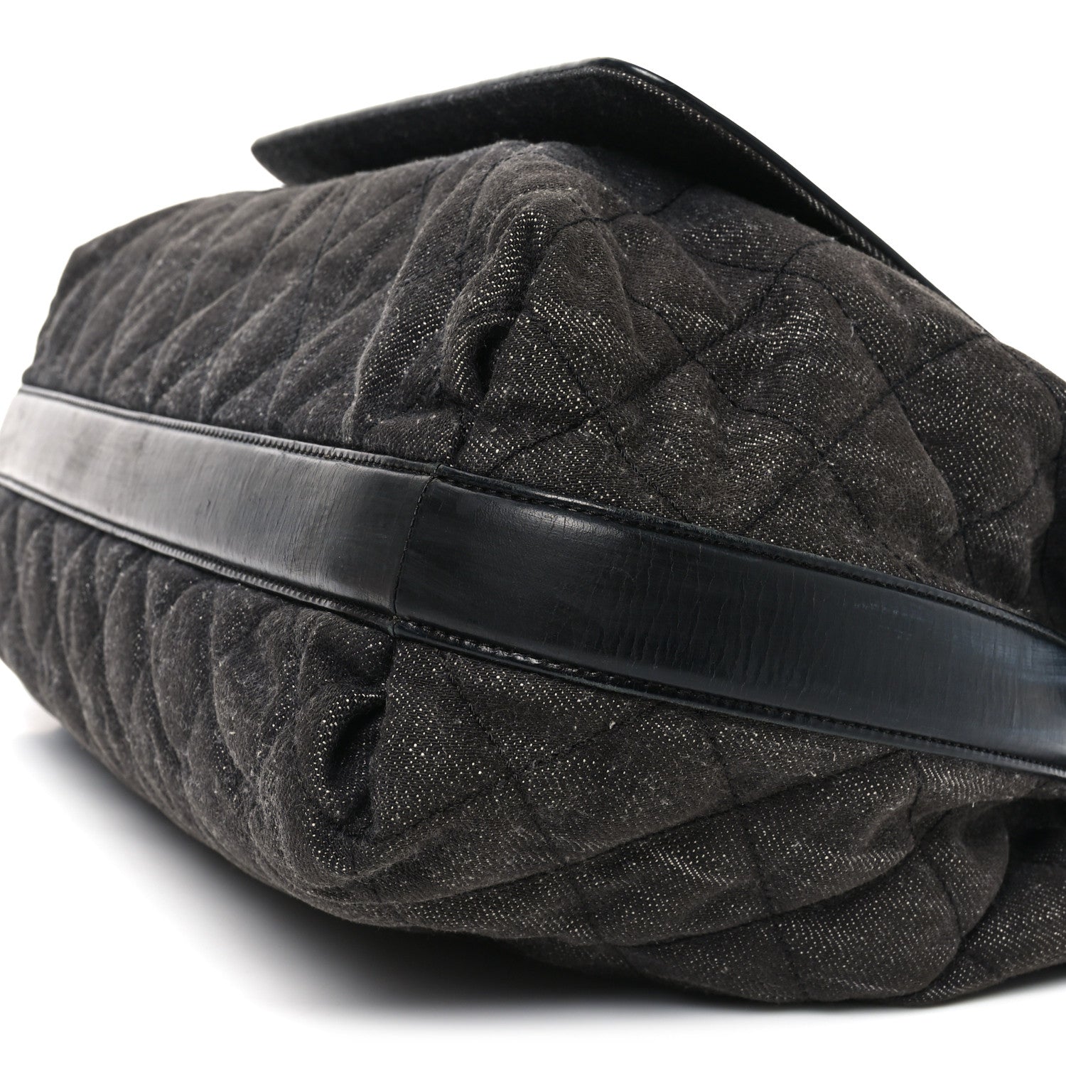 Denim Calfskin Quilted Tote Black