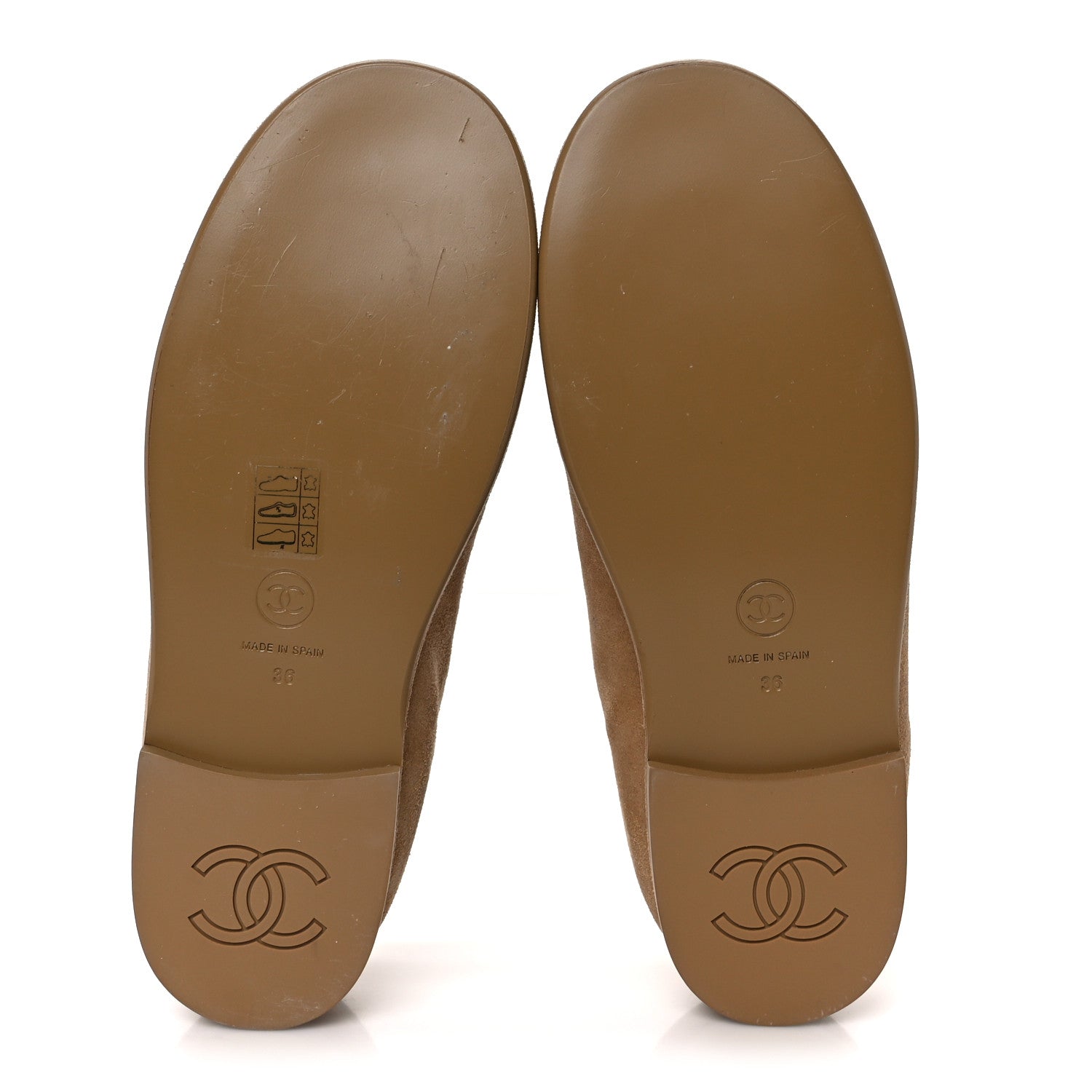 Suede Calfskin CC Loafers 36 Dark Beige