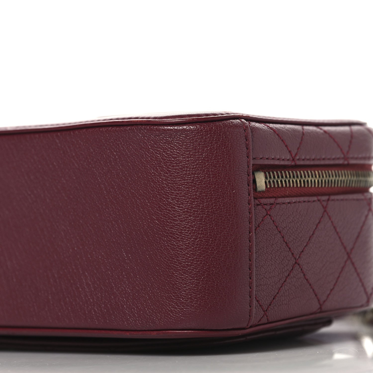 Shiny Calfskin Goatskin Quilted Small Coco Curve Vanity Burgundy