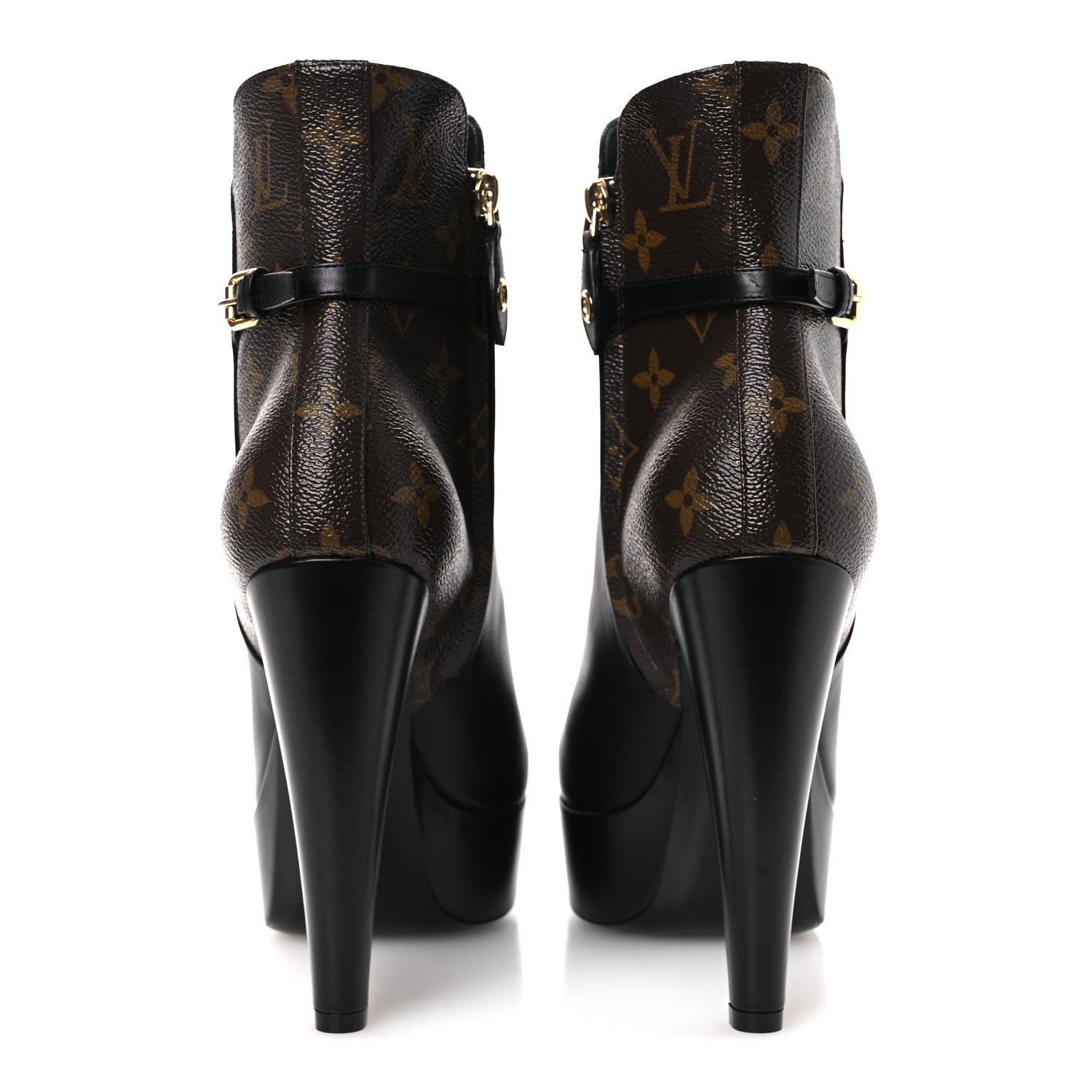 Calfskin Monogram Afterglow Platform Ankle Boots 39.5 Black