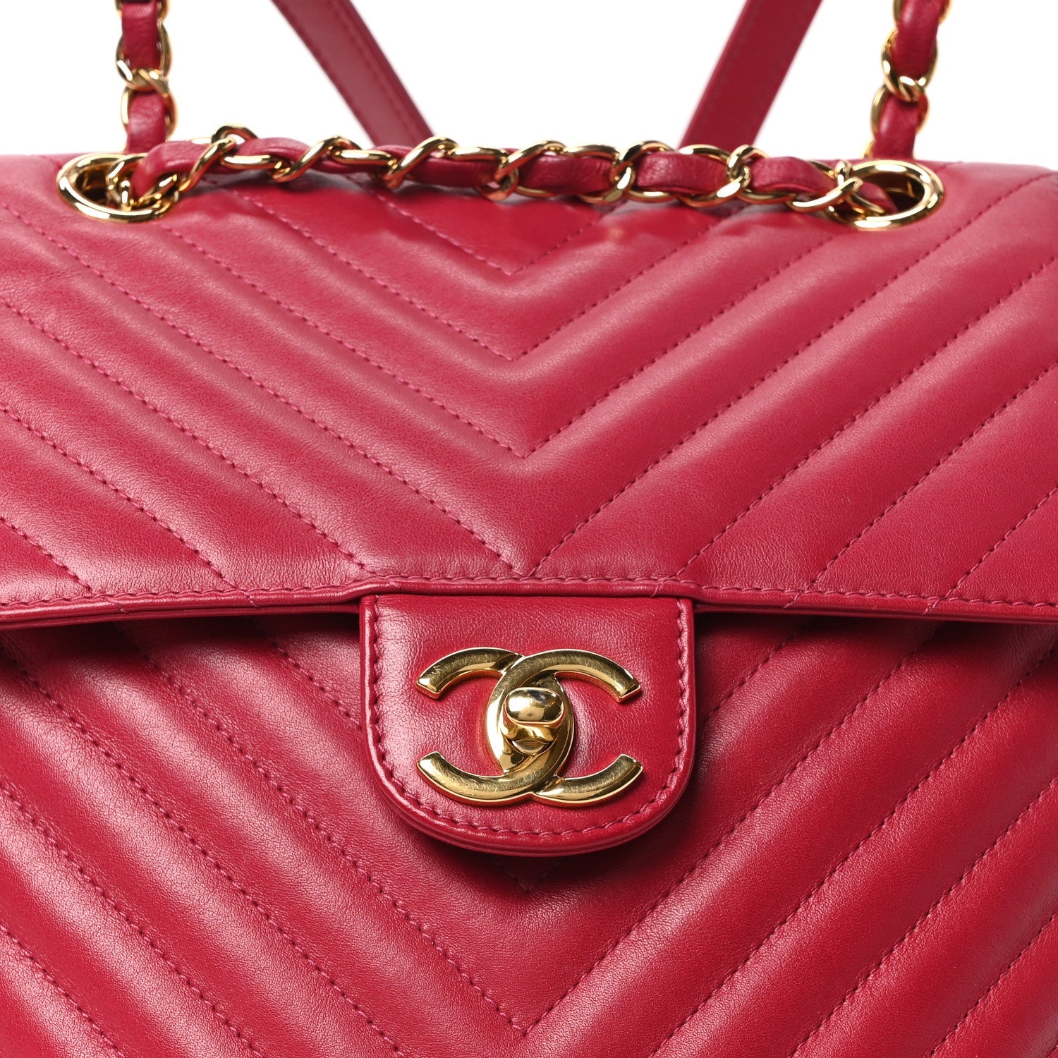 Calfskin Chevron Quilted Small Urban Spirit Backpack Dark Pink