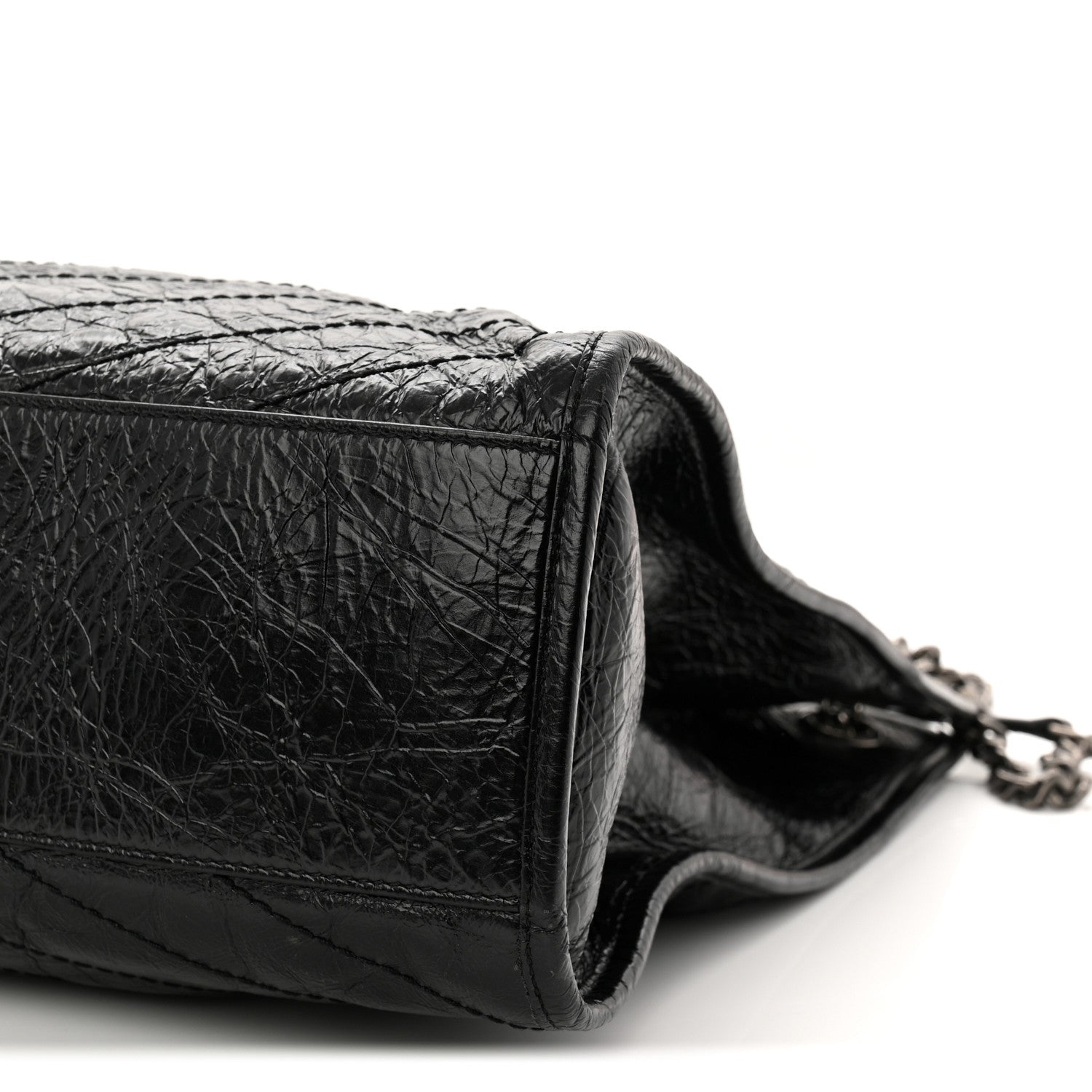 Crinkled Calfskin Matelasse Monogram Large Niki Shopper Tote  Black
