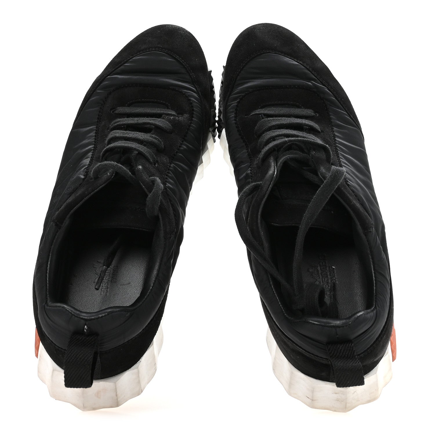 Parachute Fabric Suede Goatskin Womens Bouncing Sneakers 38.5 Black