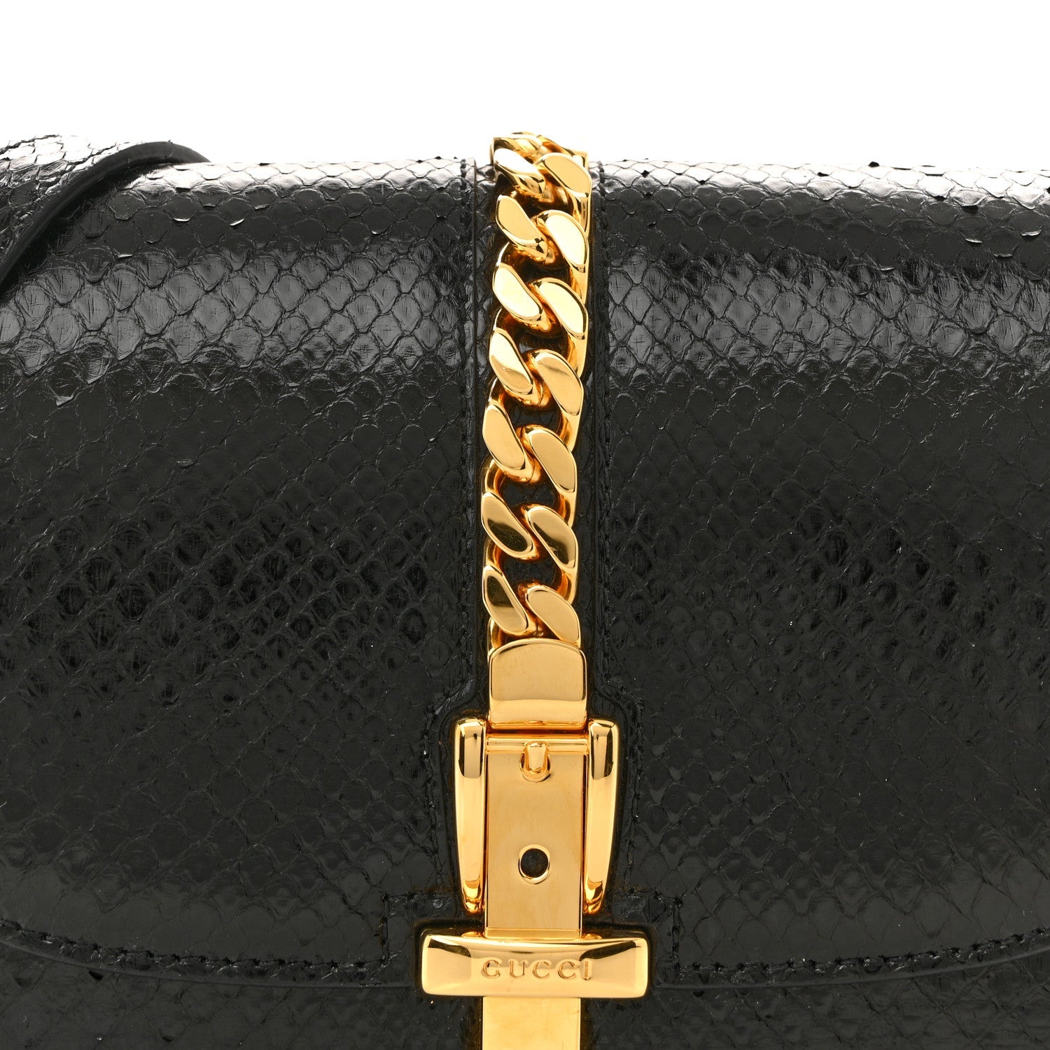 Snakeskin Mini Sylvie 1969 Messenger Bag Black