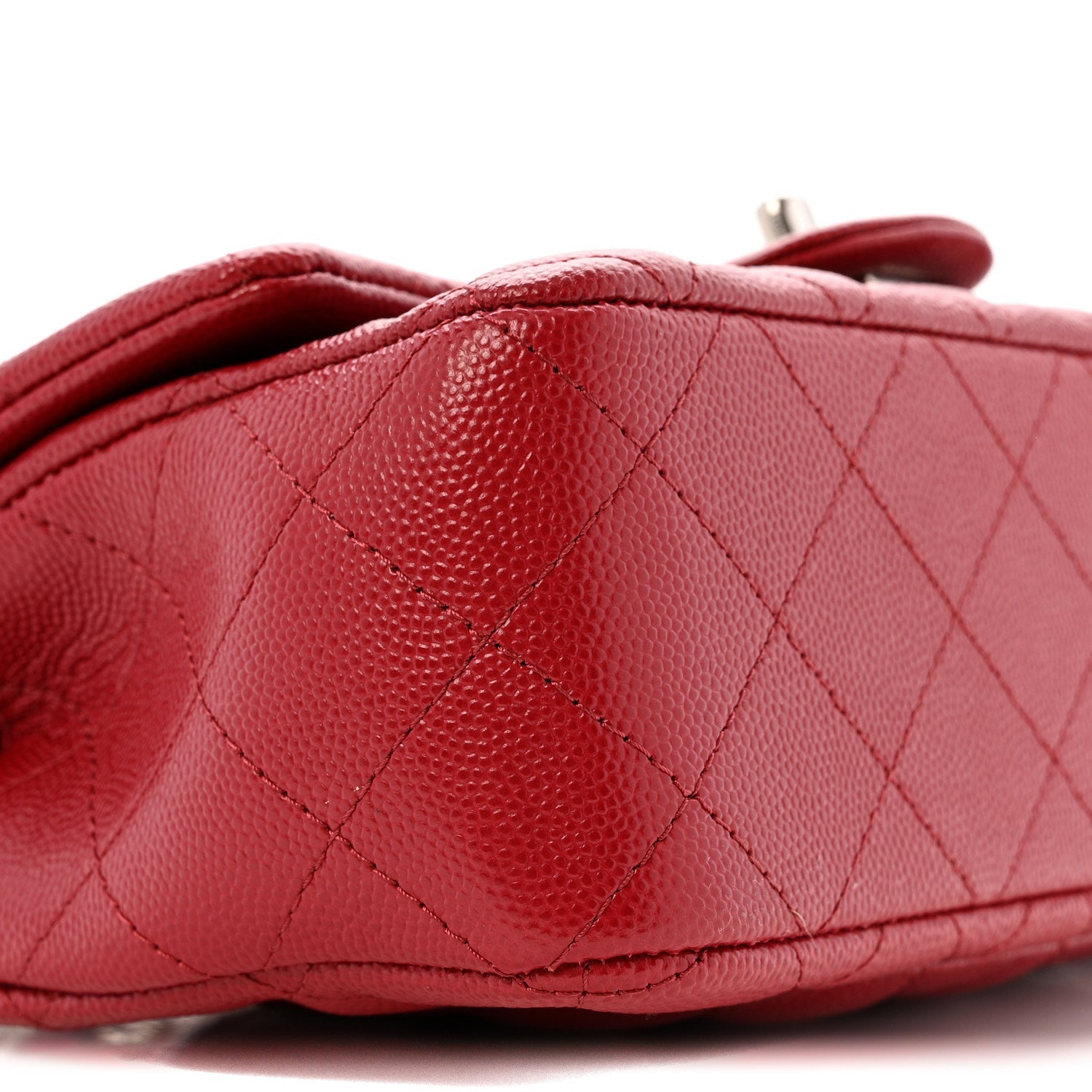 Caviar Quilted Mini Rectangular Flap Dark Red