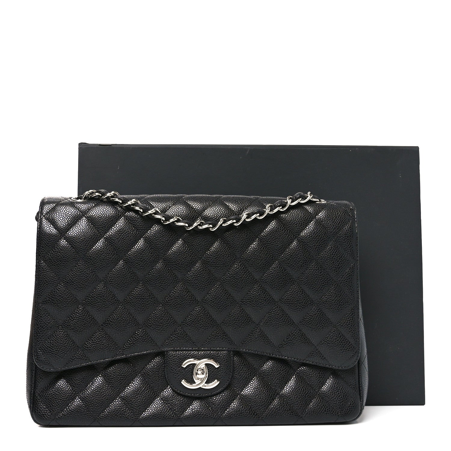 Caviar Quilted Maxi Double Flap Black