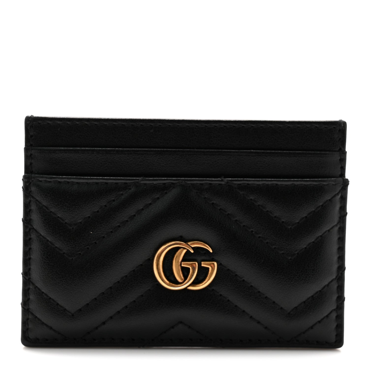 Calfskin Matelasse GG Marmont Card Holder Black