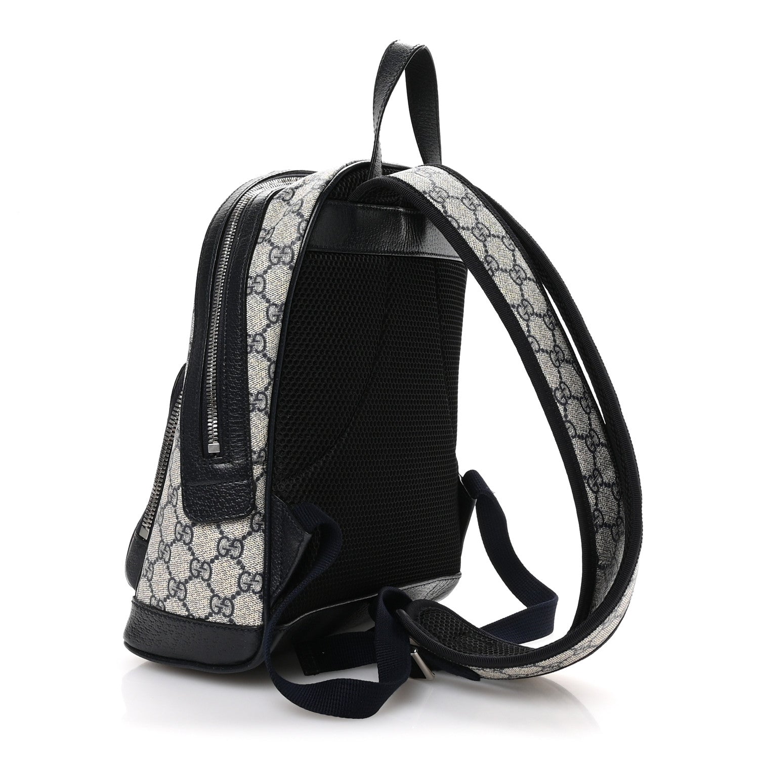 GG Supreme Monogram Textured Dollar Calfskin Web Small Ophidia Day Backpack Beige Blue Black