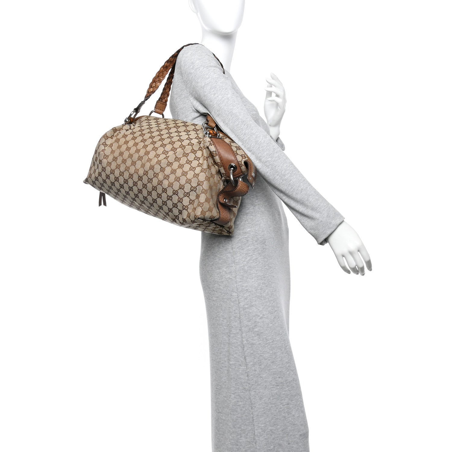 Monogram Bamboo Bar Medium Tote Brown
