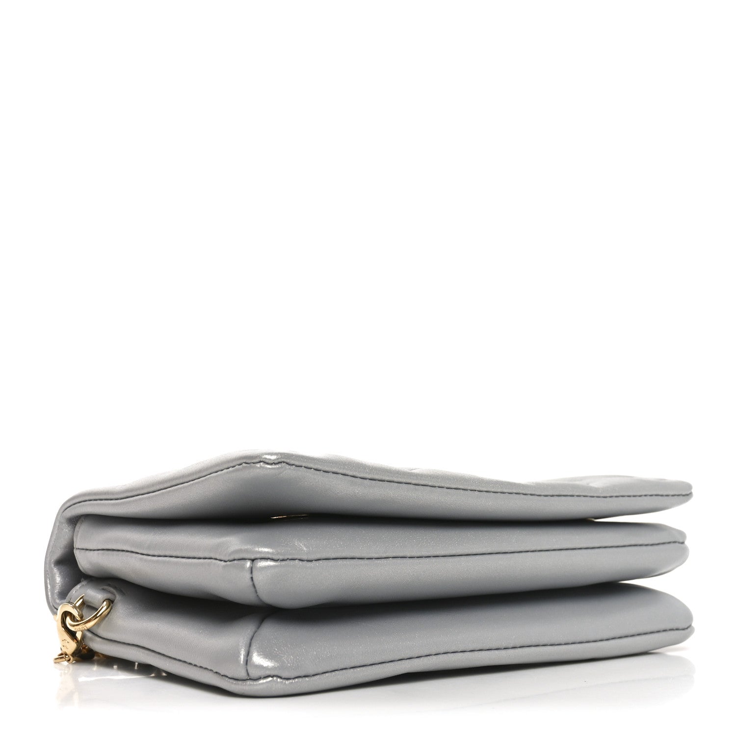 Metallic Lambskin Embossed Monogram Pochette Coussin Silver