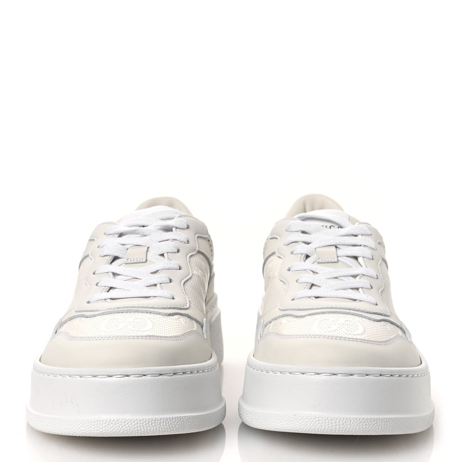 Calfskin GG Tennis Embossed Perforated Womens Platform 55mm Sneakers 40.5 Great White