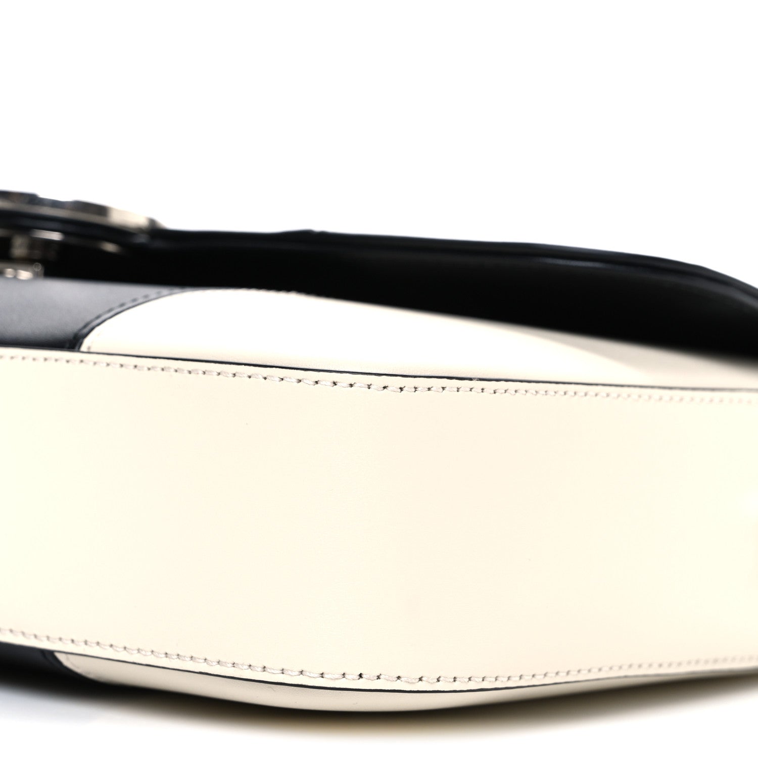 Senna Calfskin Lines Petite GG Top Handle Shoulder Bag Black Mystic White