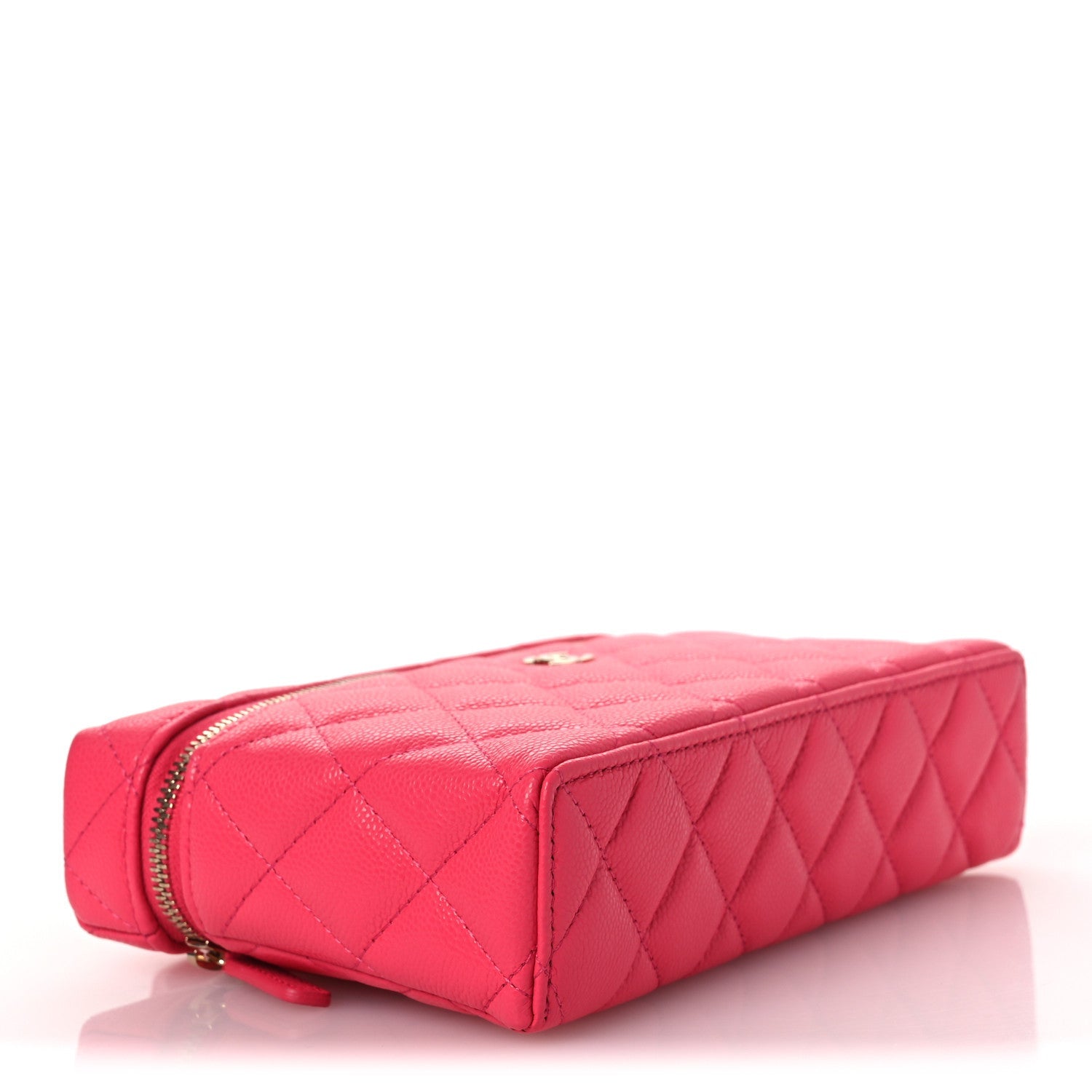 Caviar Quilted Top Handle Slim Vanity With Chain Fuchsia