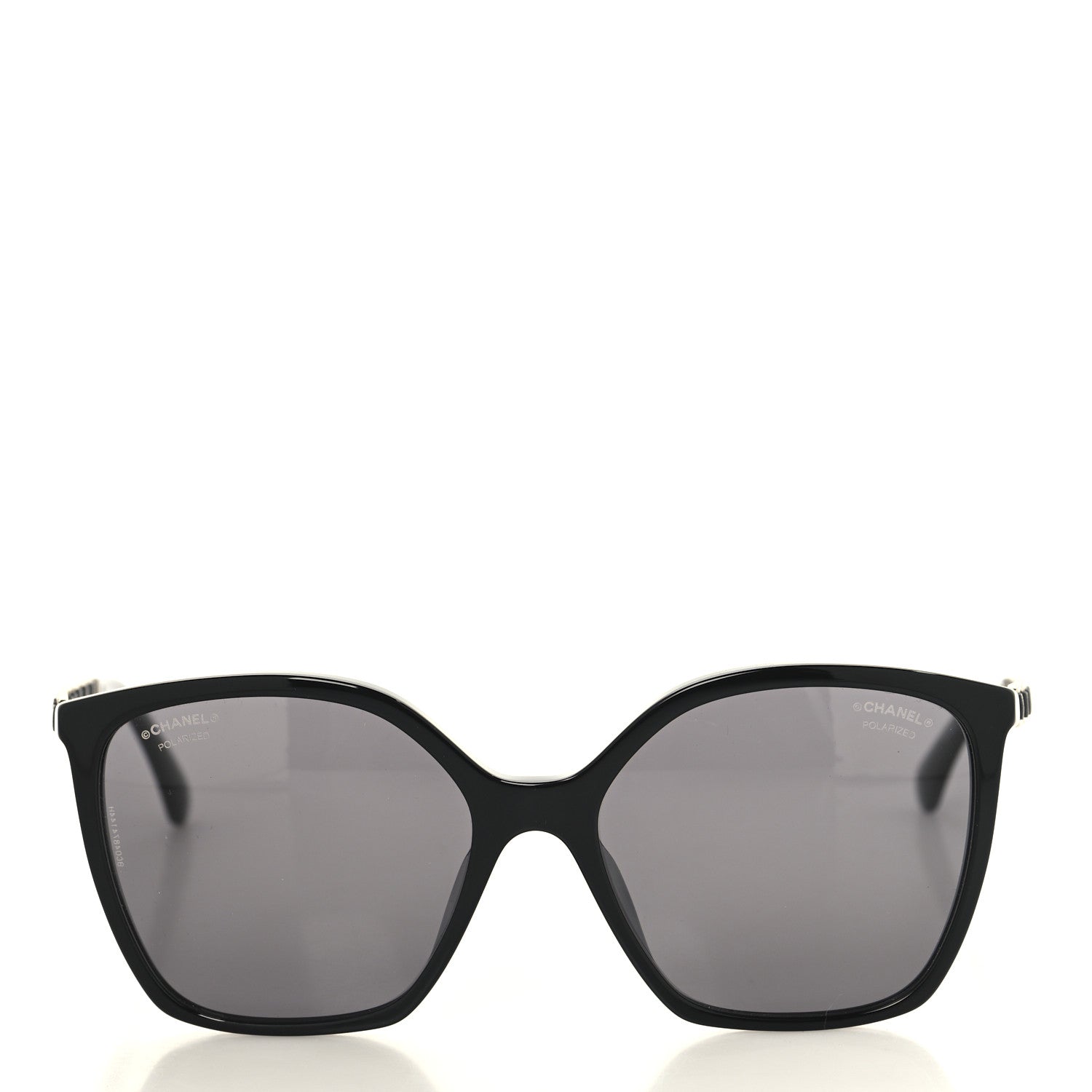 Acetate Calfskin Square Sunglasses 5546-Q-A Black