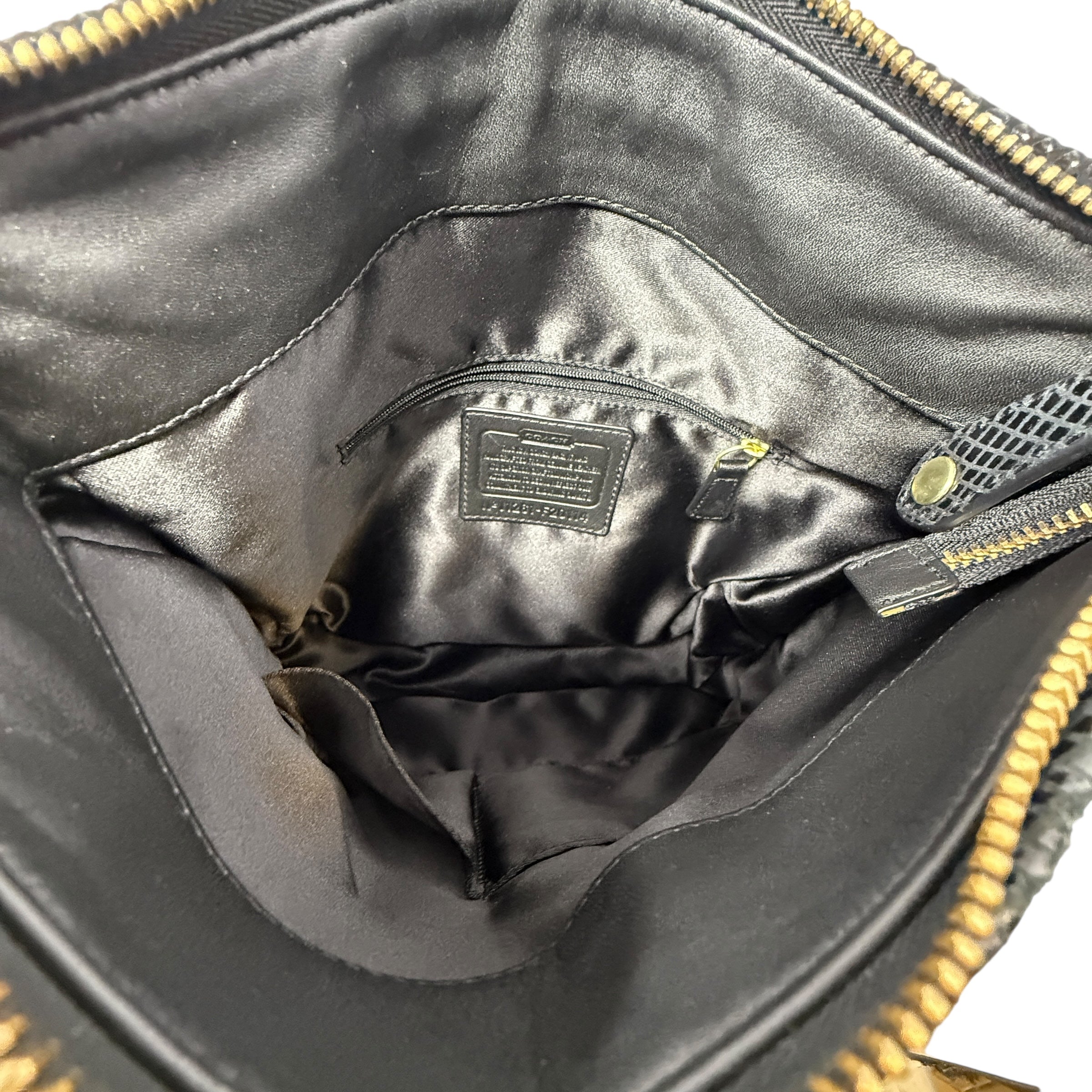 Ashley Leather Hobo Bag With Snake Trim Designer By Coach, Size: Medium
