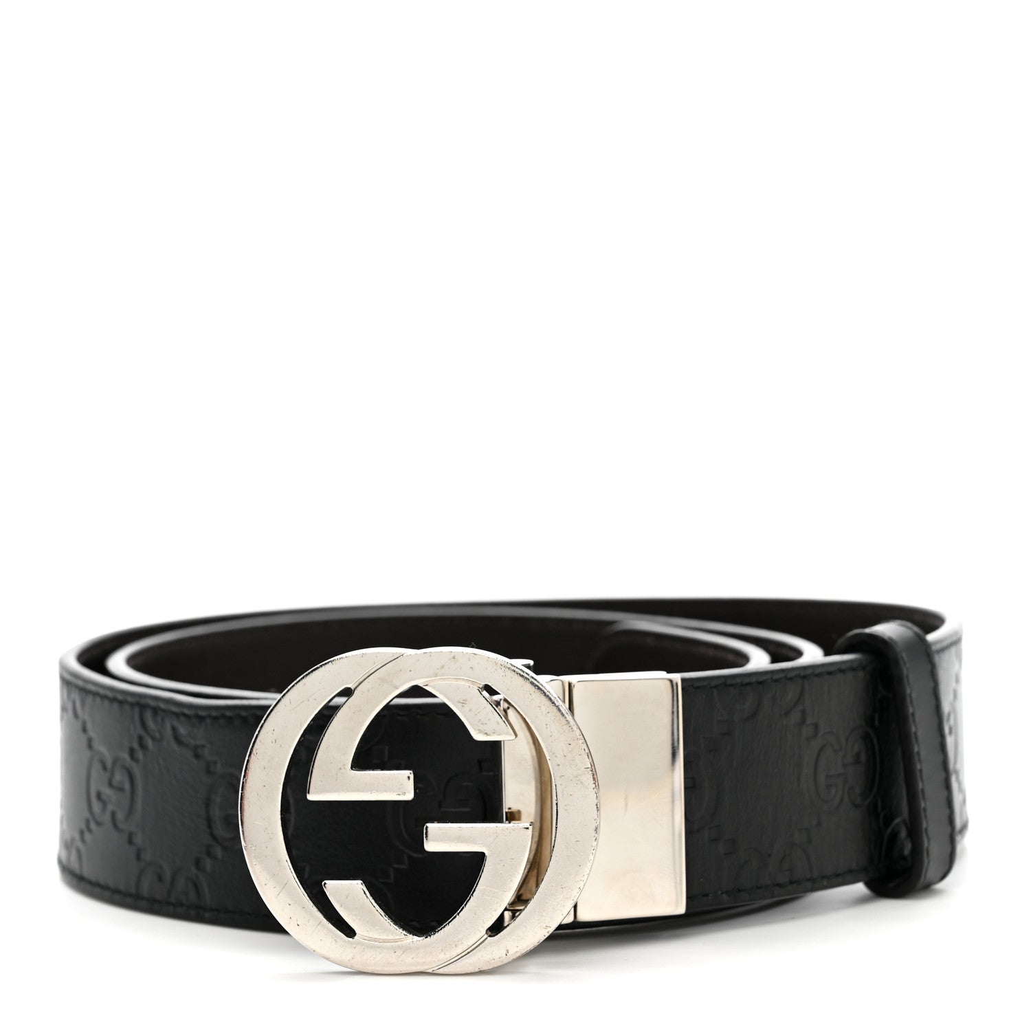 Guccissima Signature Interlocking G 37mm Belt 85 34 Black