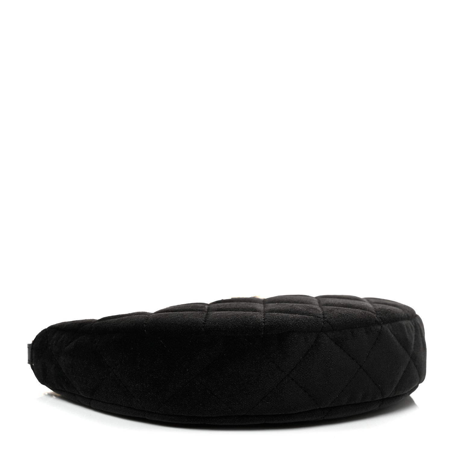 Velvet Crystal Quilted Chain Hobo Black