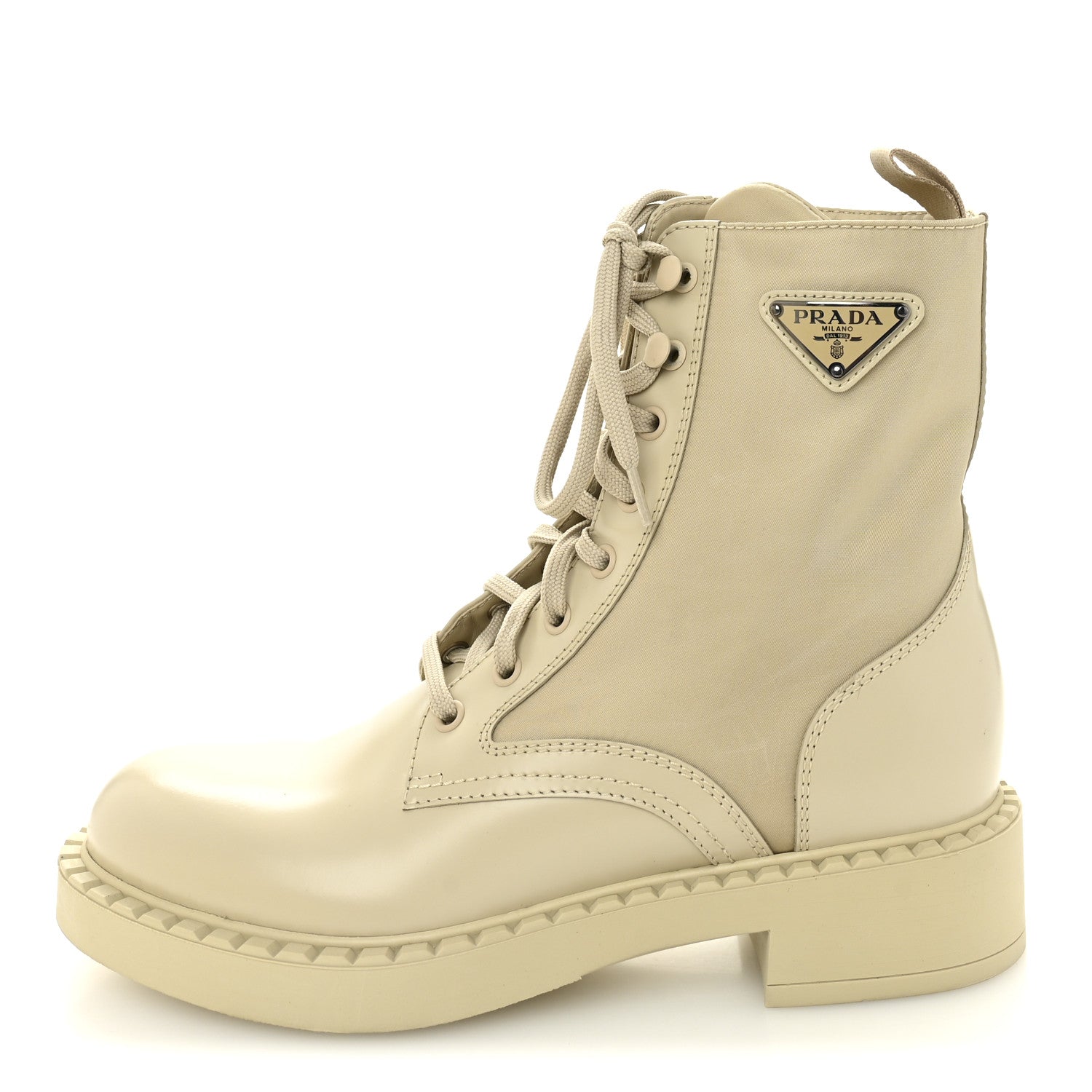 Spazzolato Re-Nylon Metal Triangle Logo Womens 50mm Combat Boots 39 Deserto