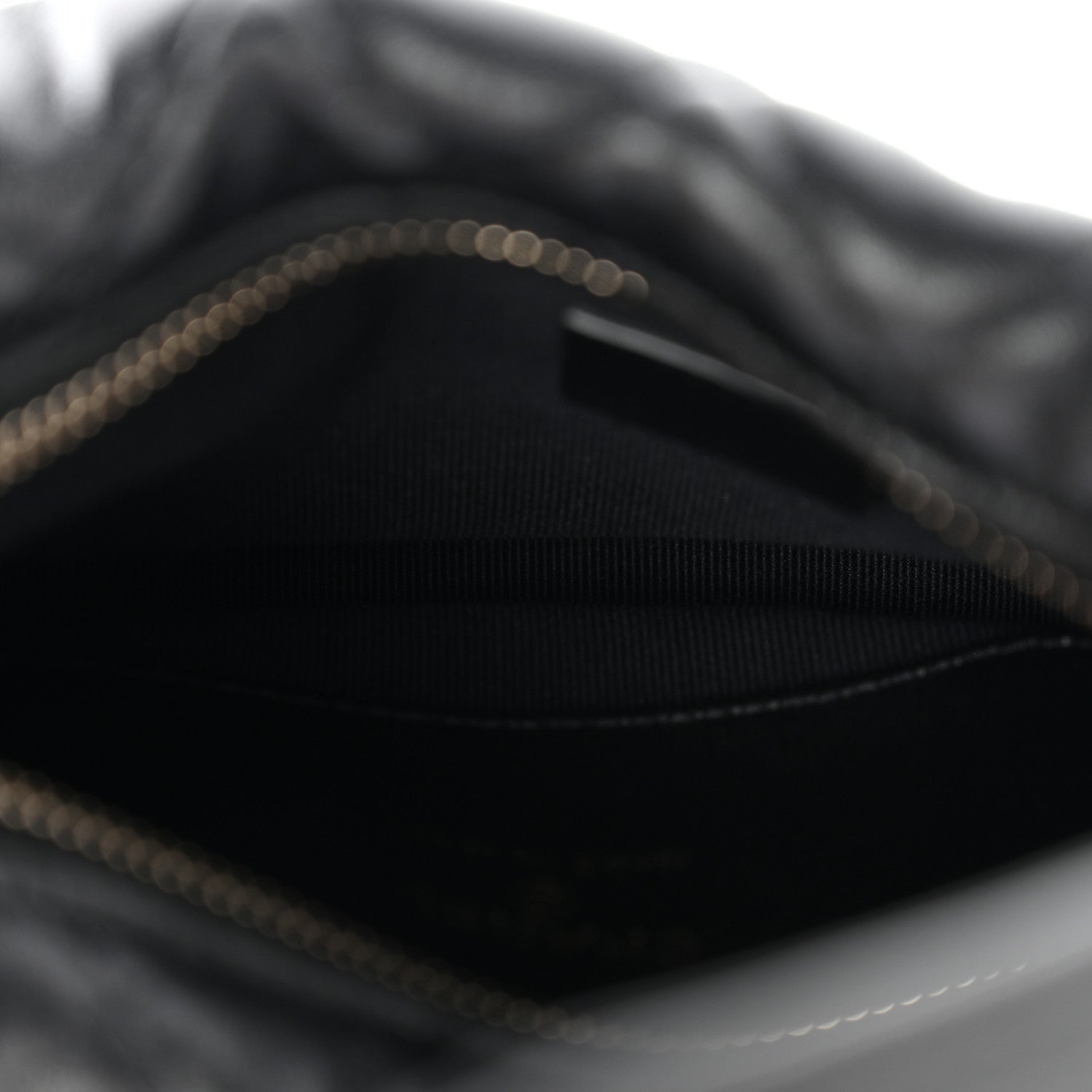 Lambskin Quilted Chain Around Pouch Black