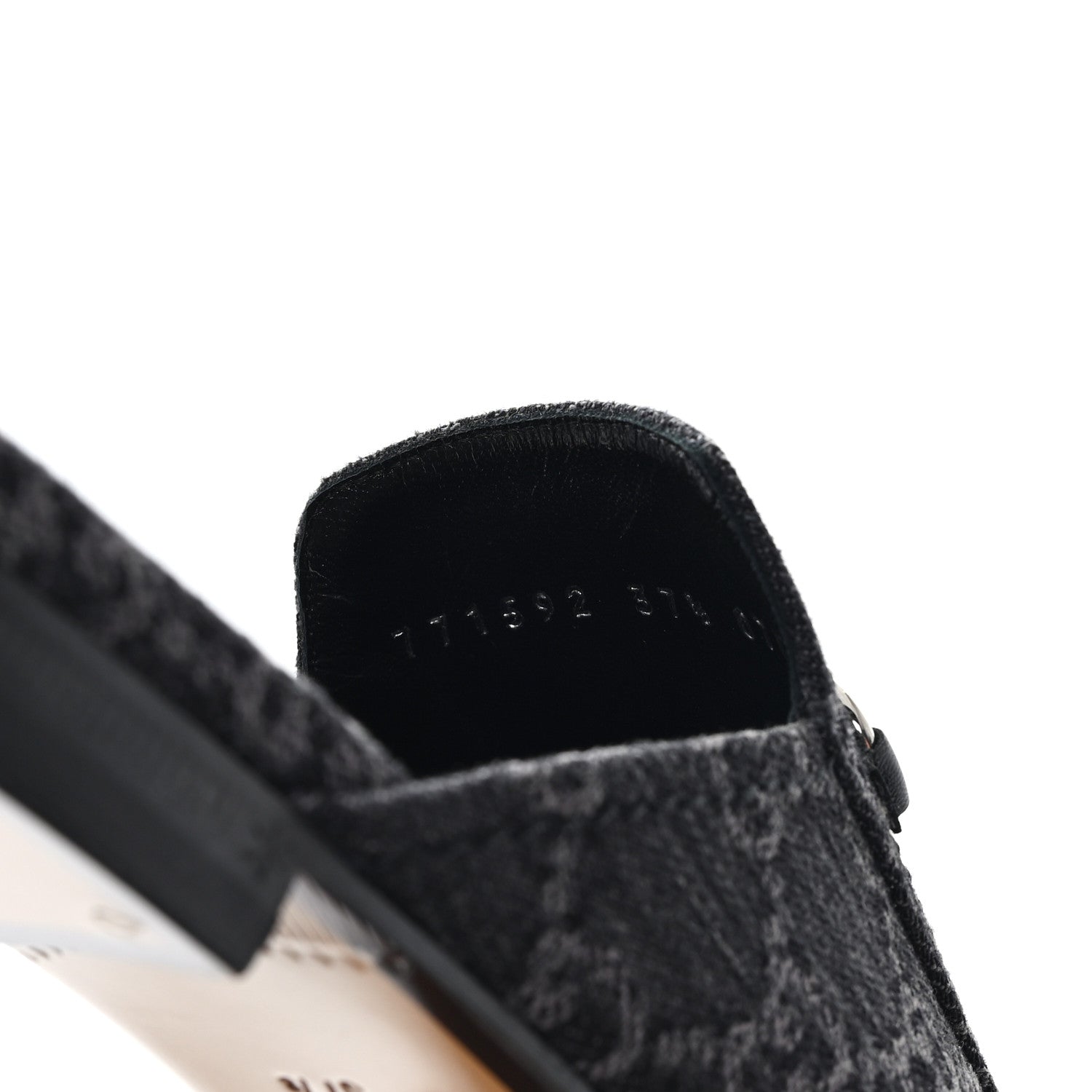 New Denim GG Malaga Kid Womens Princetown Slippers 37.5 Grey Black