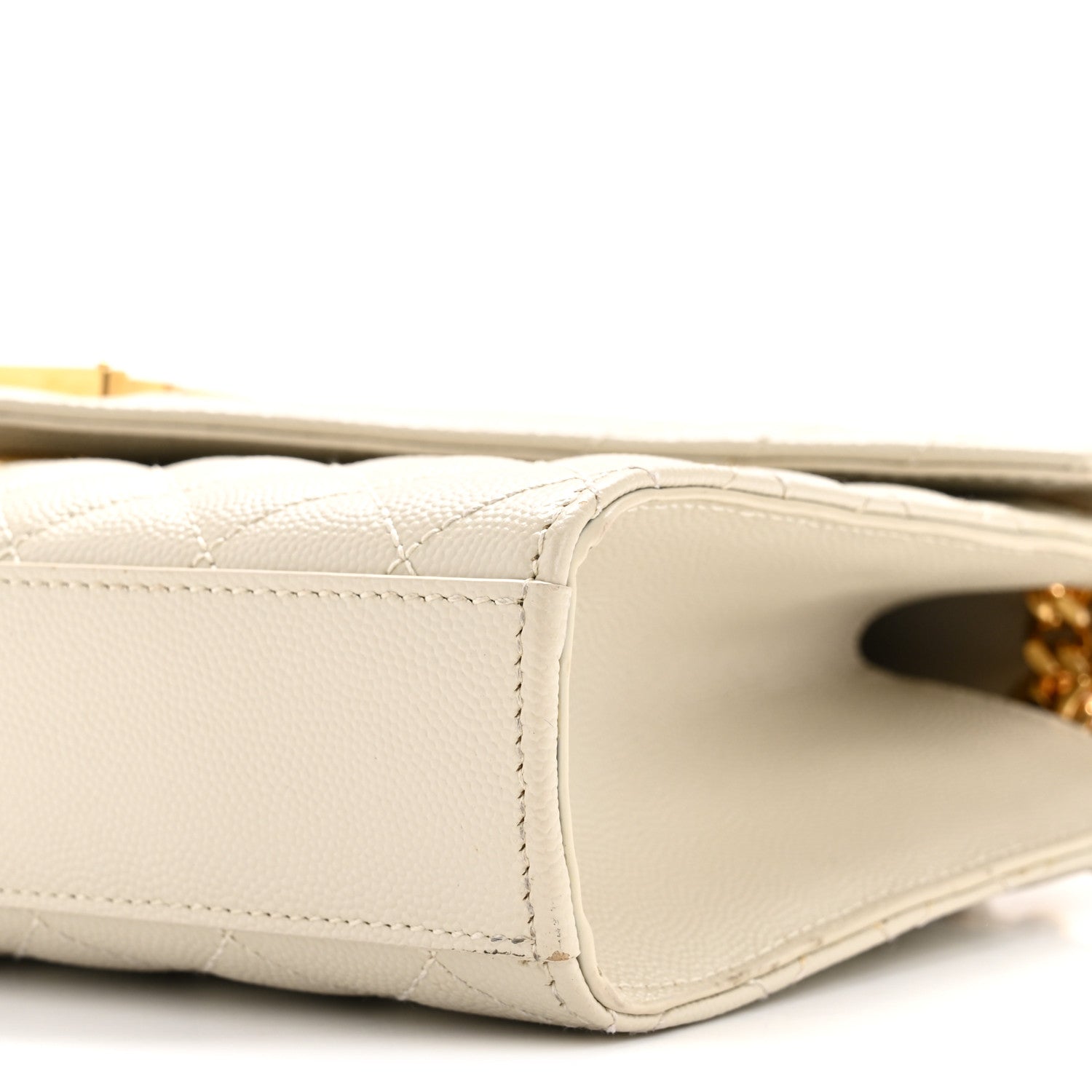 Grain De Poudre Textured Mixed Matelasse Medium Triquilt Monogram Satchel Crema Soft