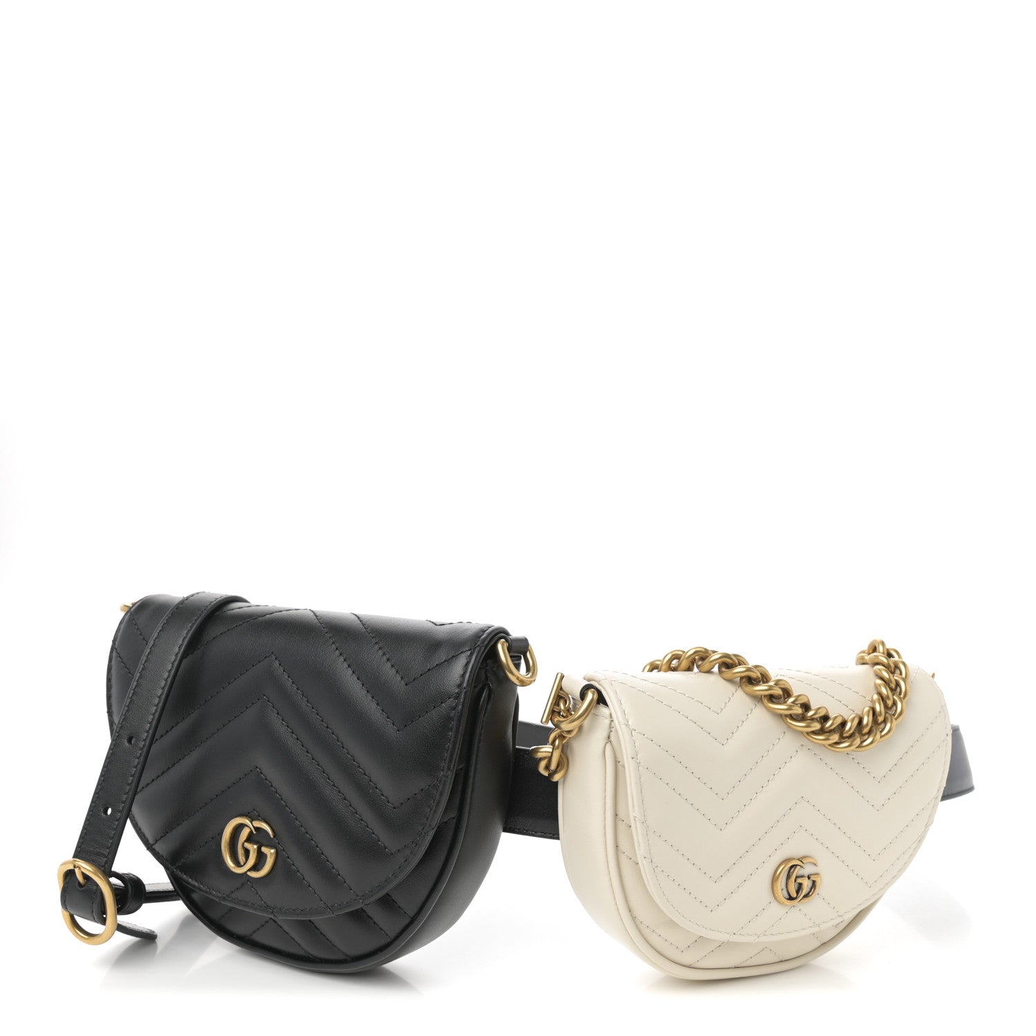 Calfskin Matelasse GG Marmont Belt Bag Set 100 40 Black Mystic White
