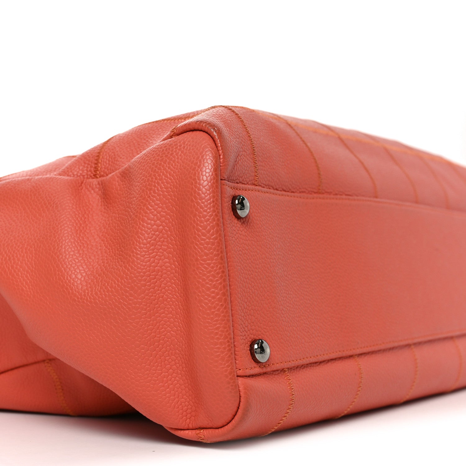 Caviar Square Stitched Large Tote Orange