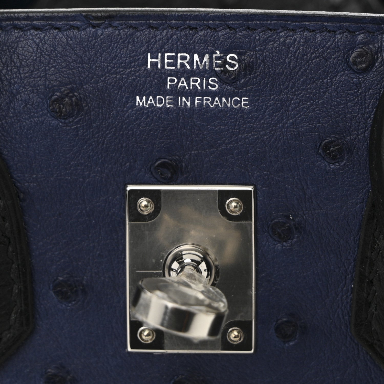 Ostrich Bi-Color Birkin 25 Bleu Iris Black