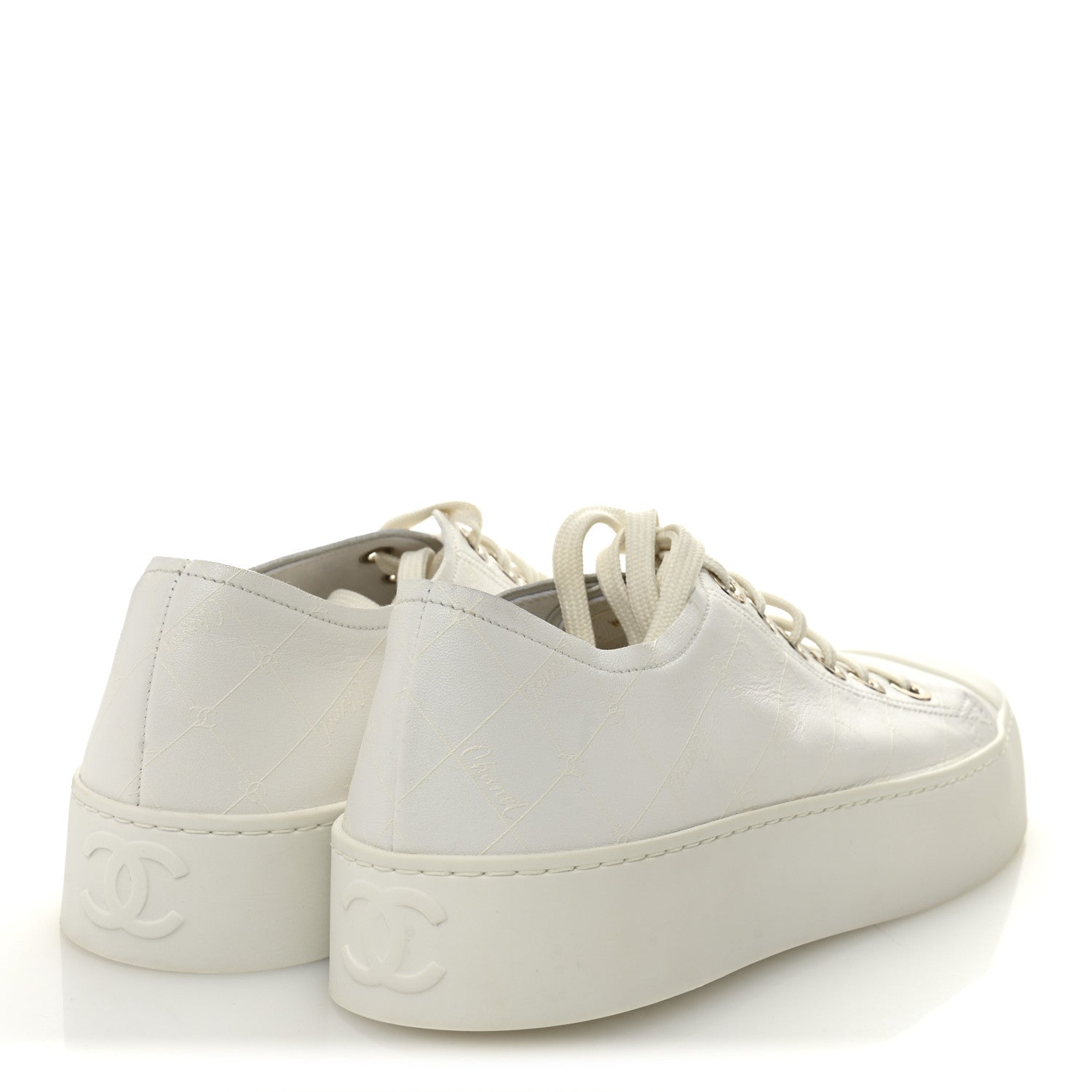Lambskin Printed Logo Sneakers 38 White