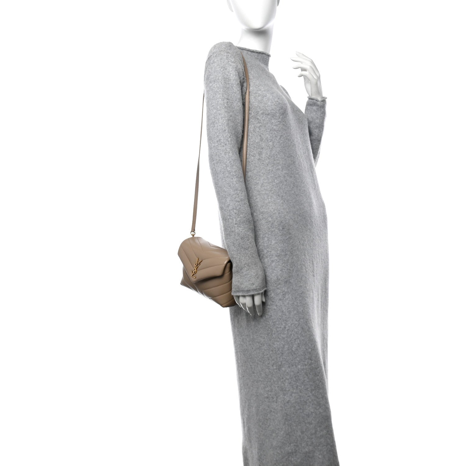 Calfskin Y Quilted Monogram Toy Loulou Crossbody Bag Dark Beige