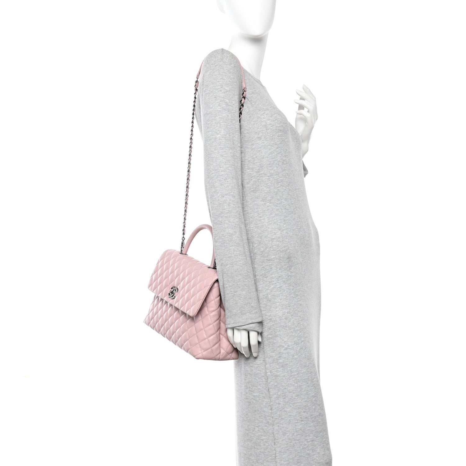 Caviar Quilted Medium Coco Handle Flap Light Pink