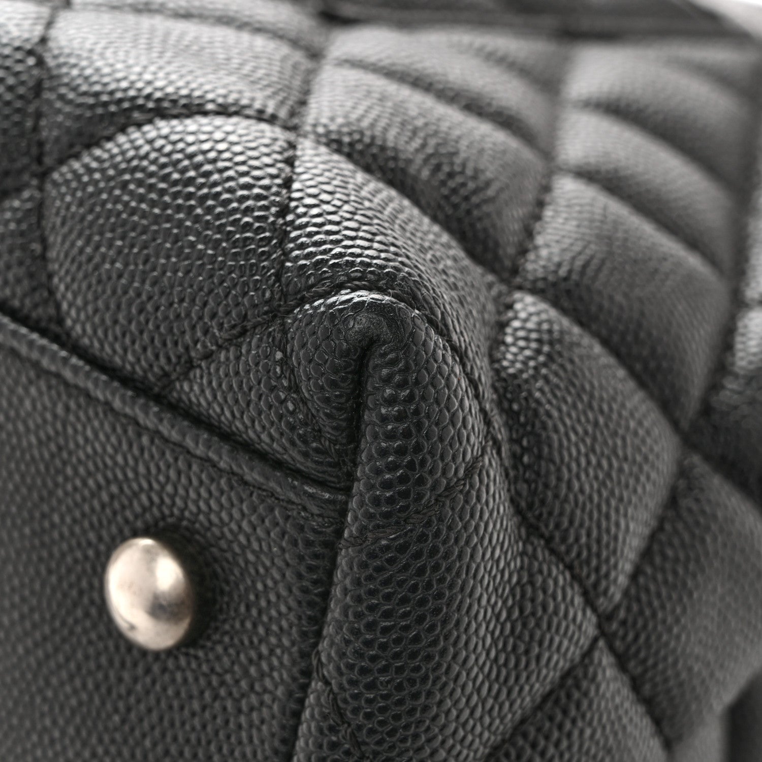 Caviar Lizard Embossed Quilted Small Coco Handle Flap Black