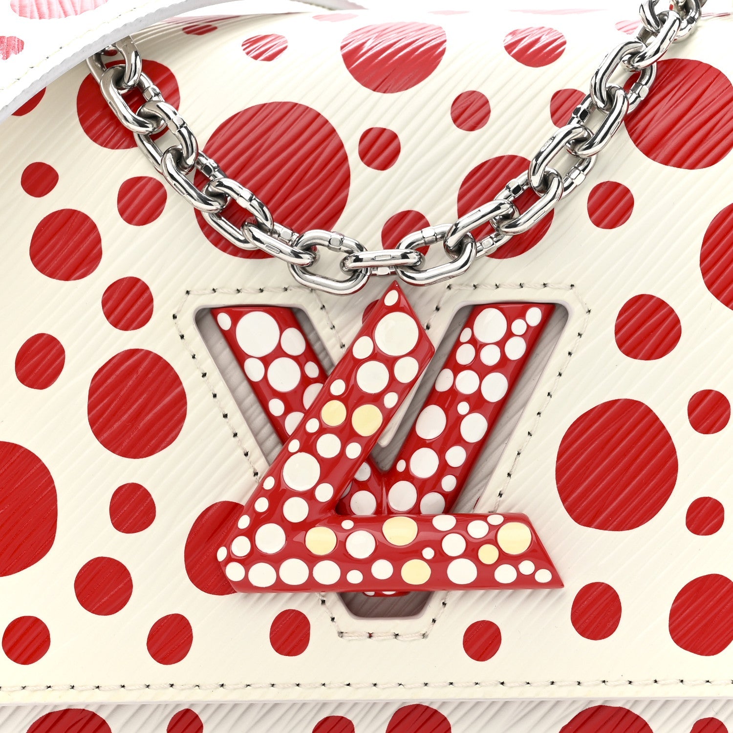 LV X YK Epi Infinity Dots Twist Shoulder Bag PM White Red